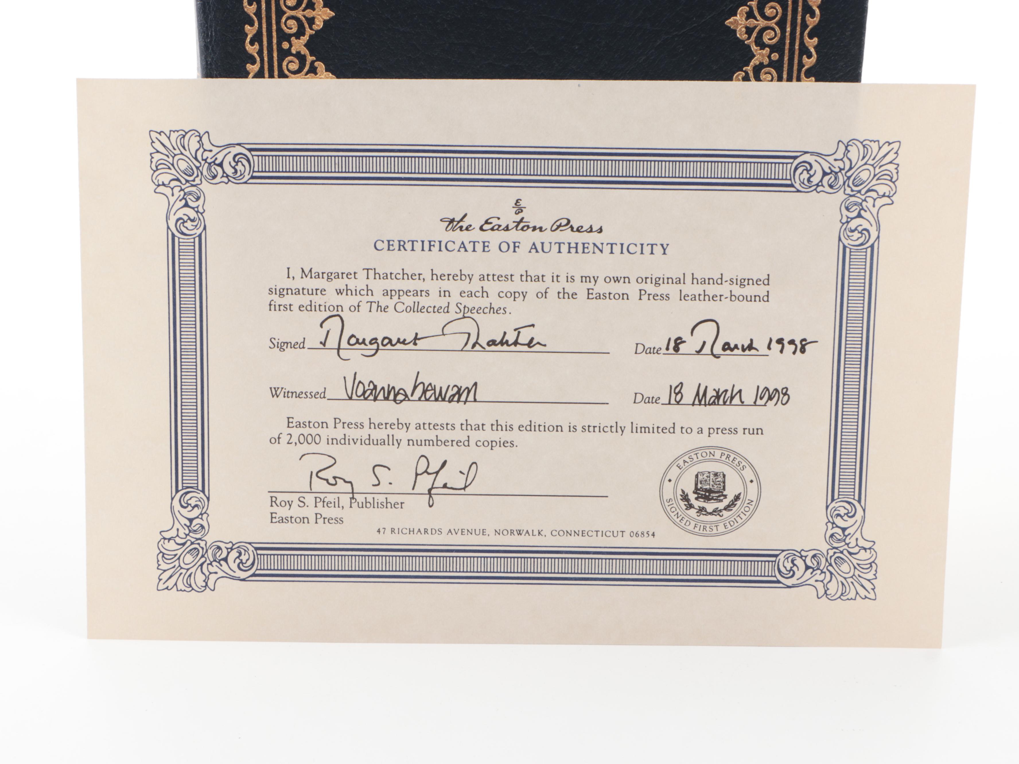 Easton Press Signed Books by Margaret Thatcher and Others