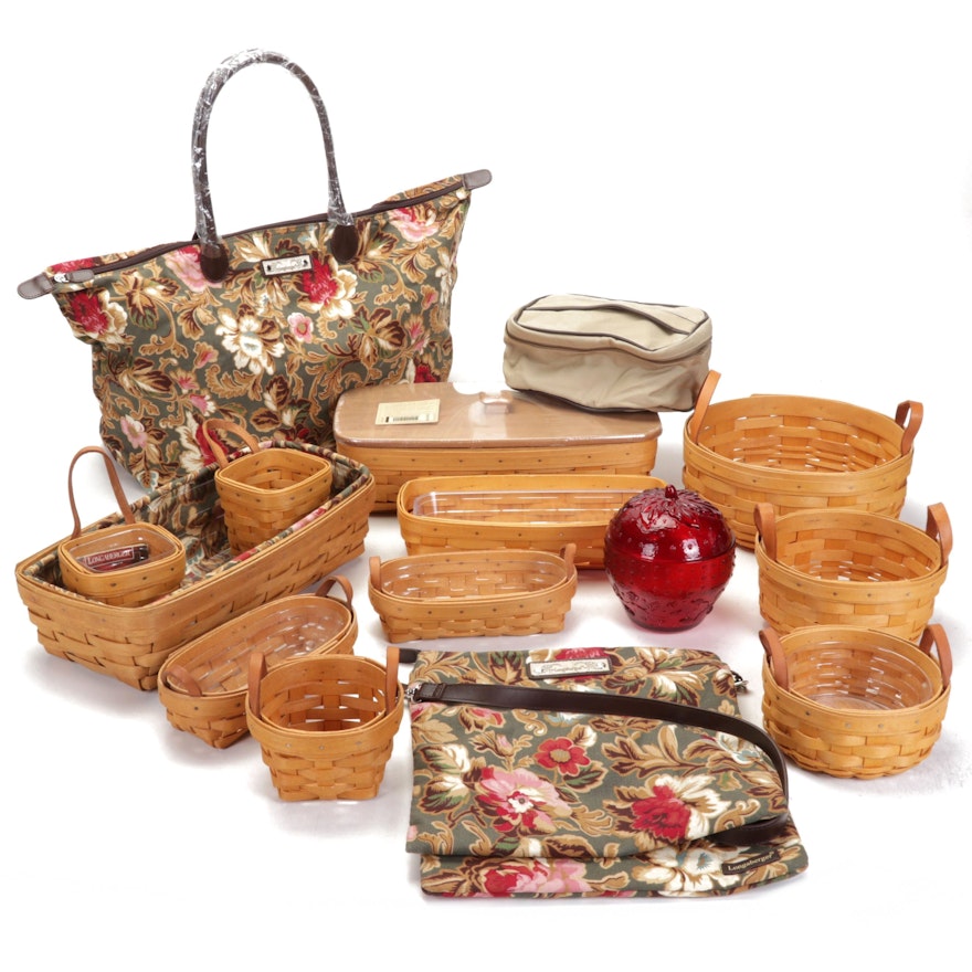 Longaberger Handwoven Baskets, "Majolica Gardens" Tote Bag and More