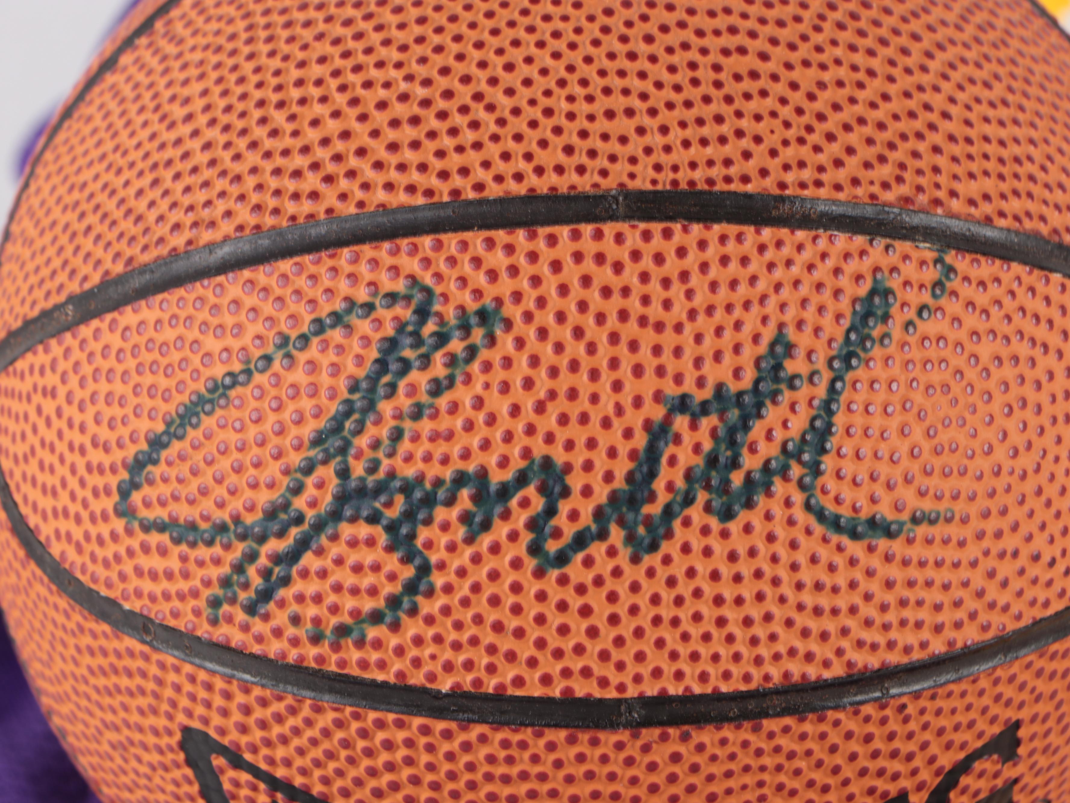 NBA Magic Johnson Signed Hat With Jersey, Cards, Joe Smith Signed Mini Ball