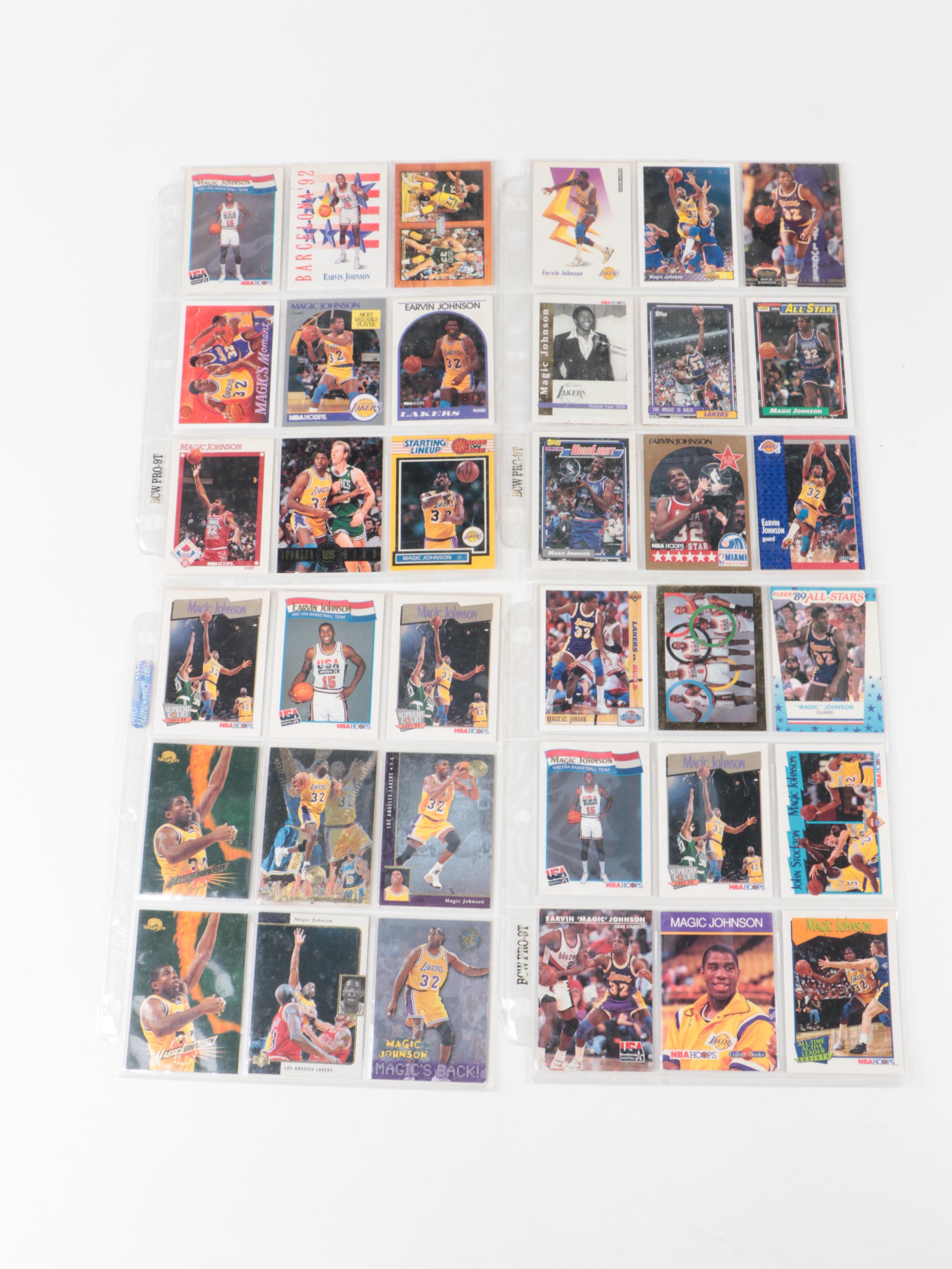 NBA Magic Johnson Signed Hat With Jersey, Cards, Joe Smith Signed Mini Ball