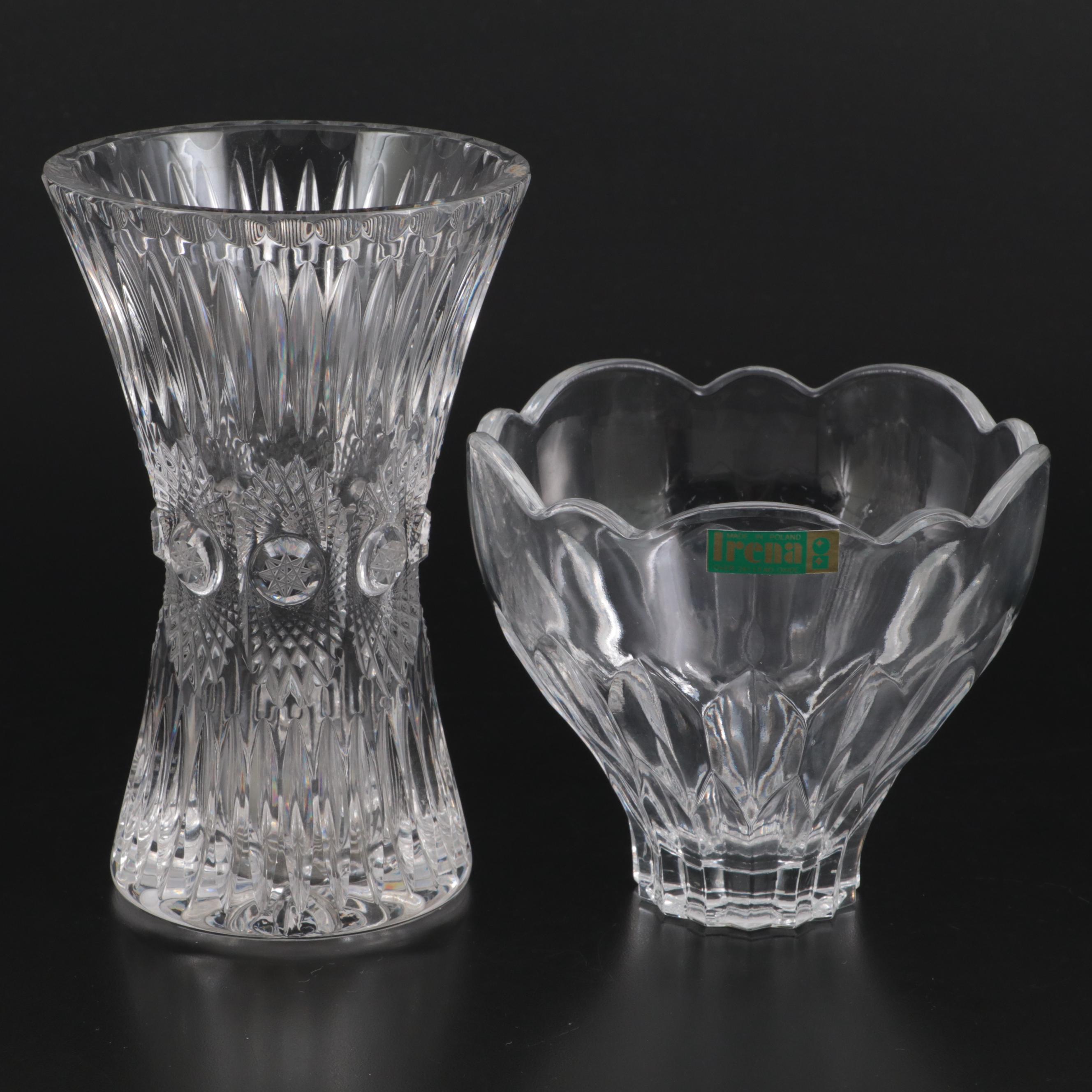 Irena Polish Crystal Bowl and Other Cut Crystal Vase