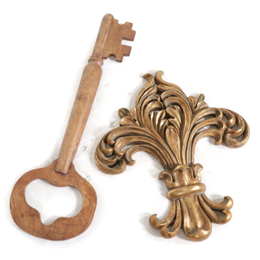 Fleur-de-lis and Skeleton Key Wood Wall Hangings