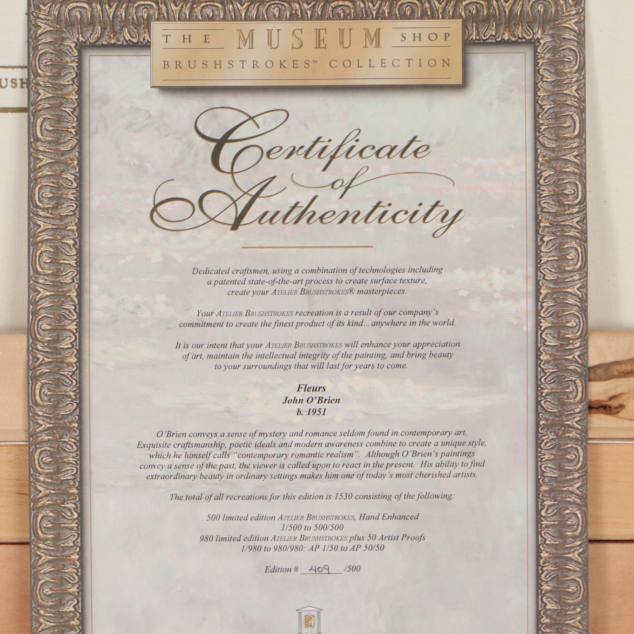 John Patrick O’Brien Embellished Offset Lithograph "Fleurs"