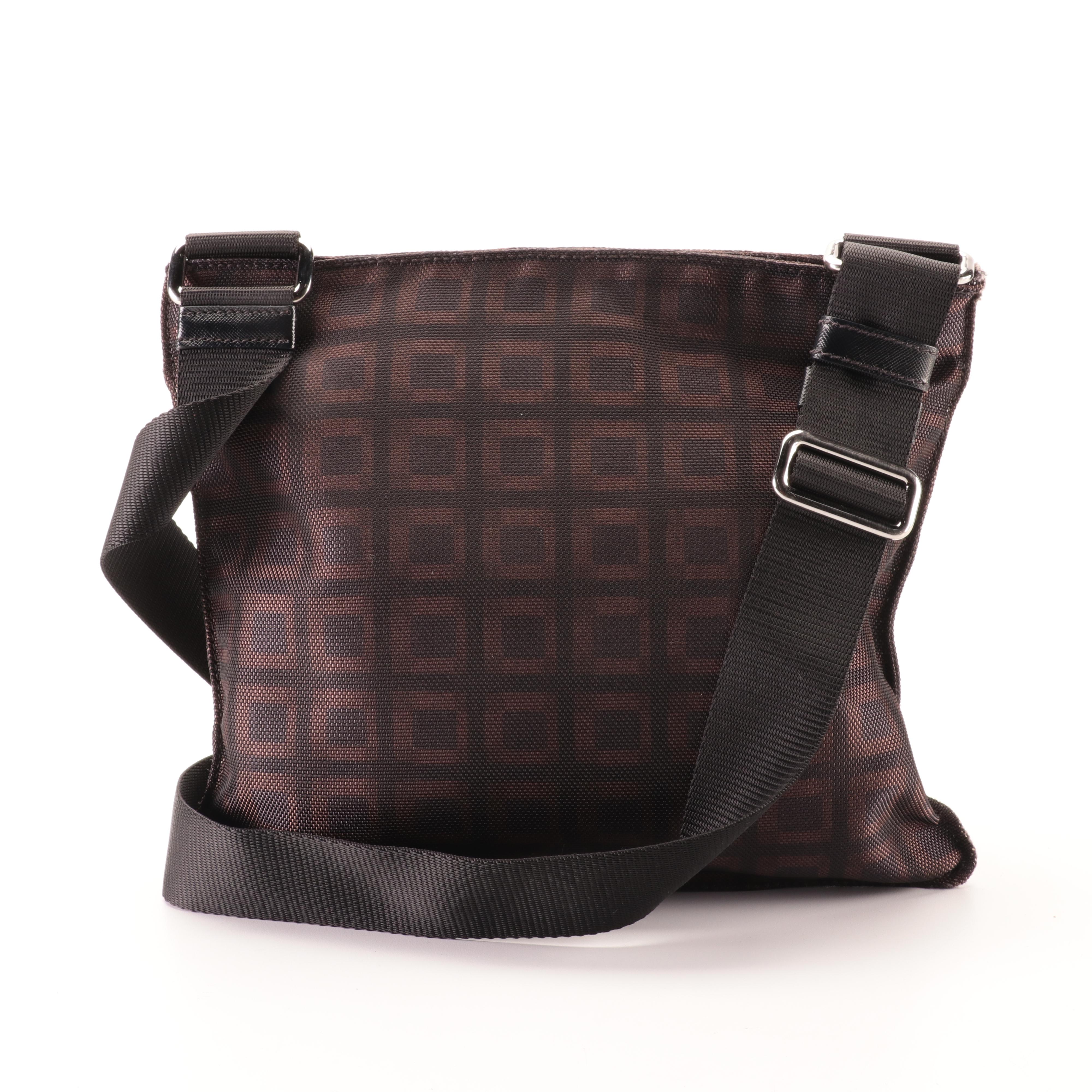 Prada Flat Crossbody Bag in Printed Nylon Canvas