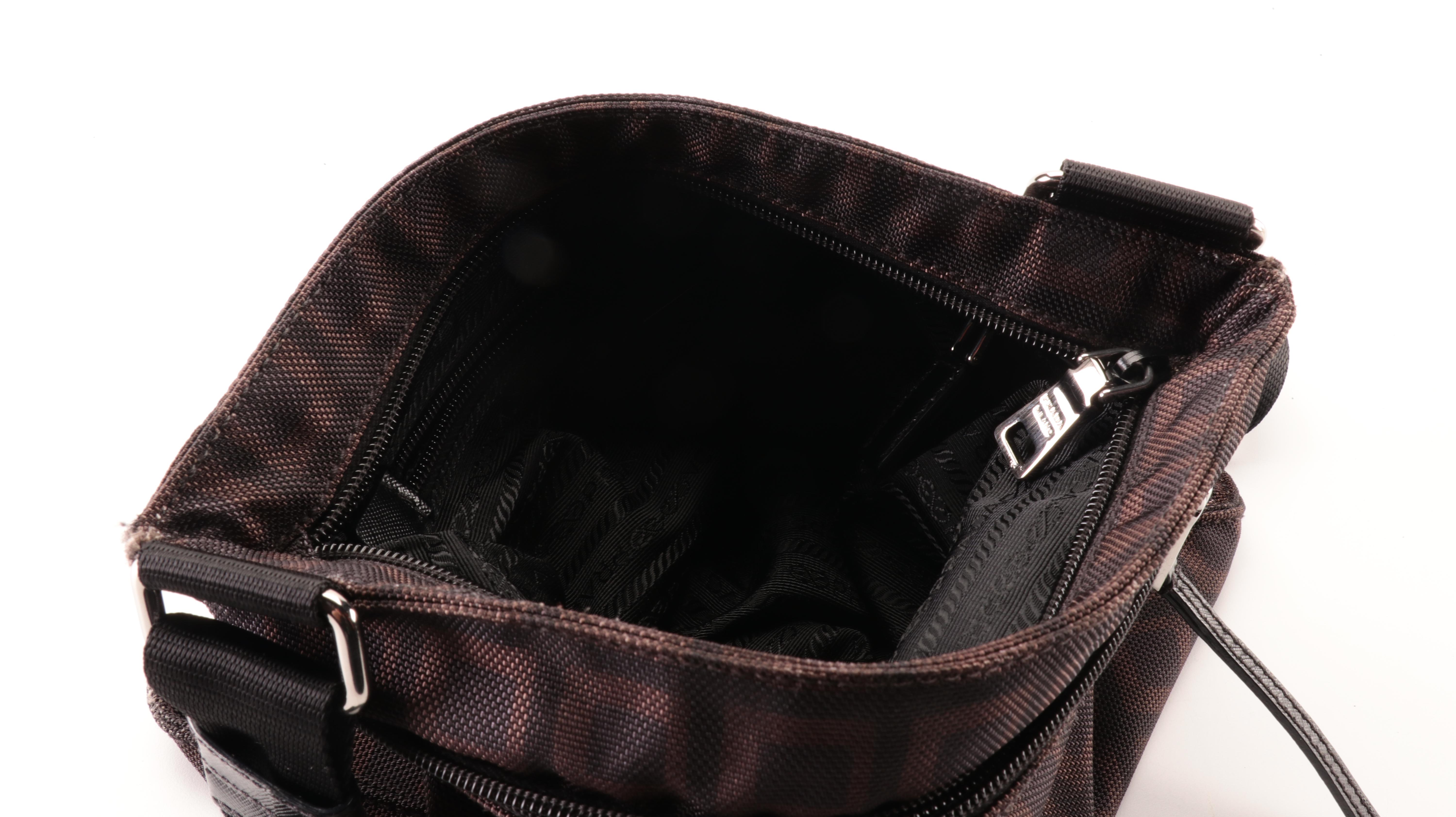 Prada Flat Crossbody Bag in Printed Nylon Canvas