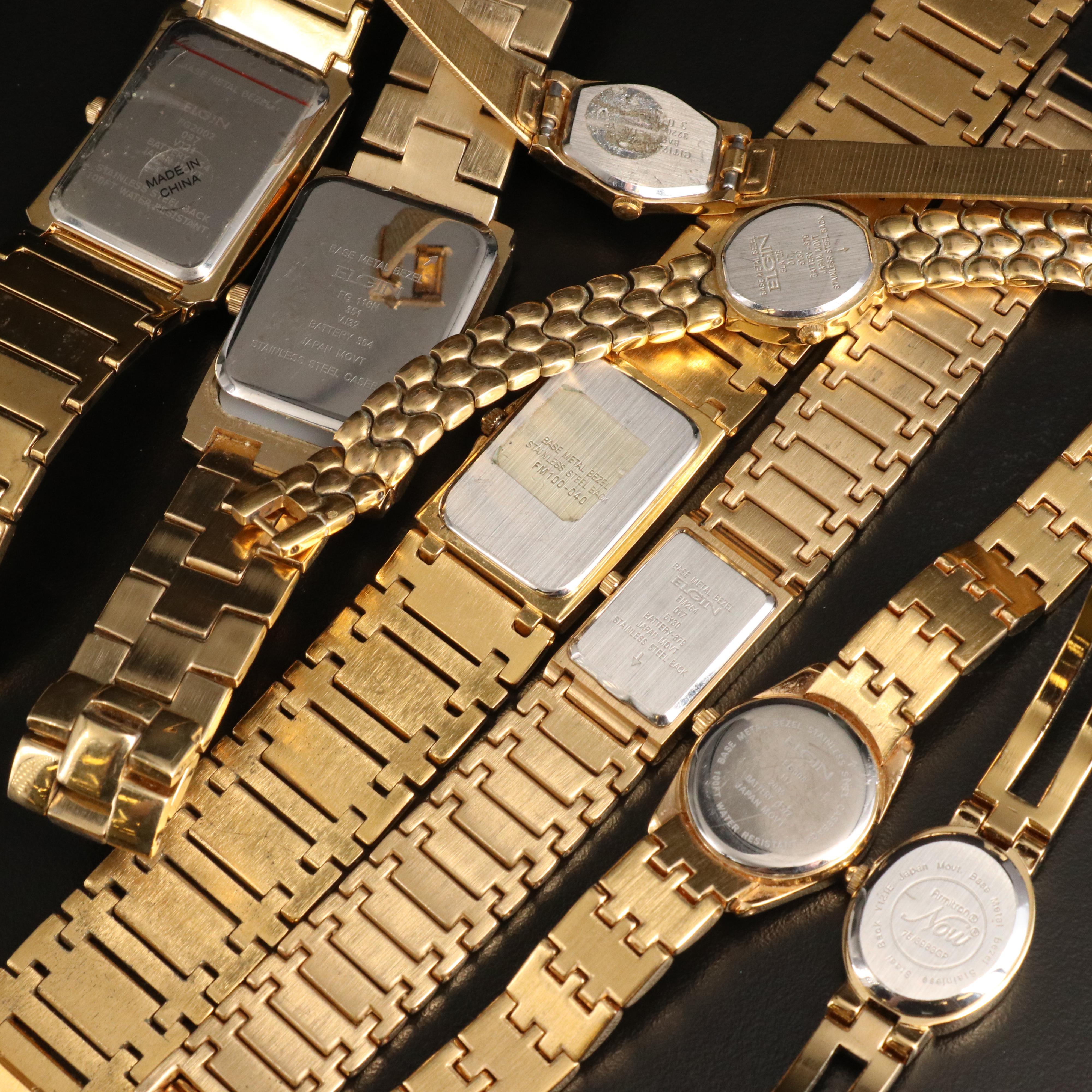 Collection of Eight Gold-Tone Fashion Watches