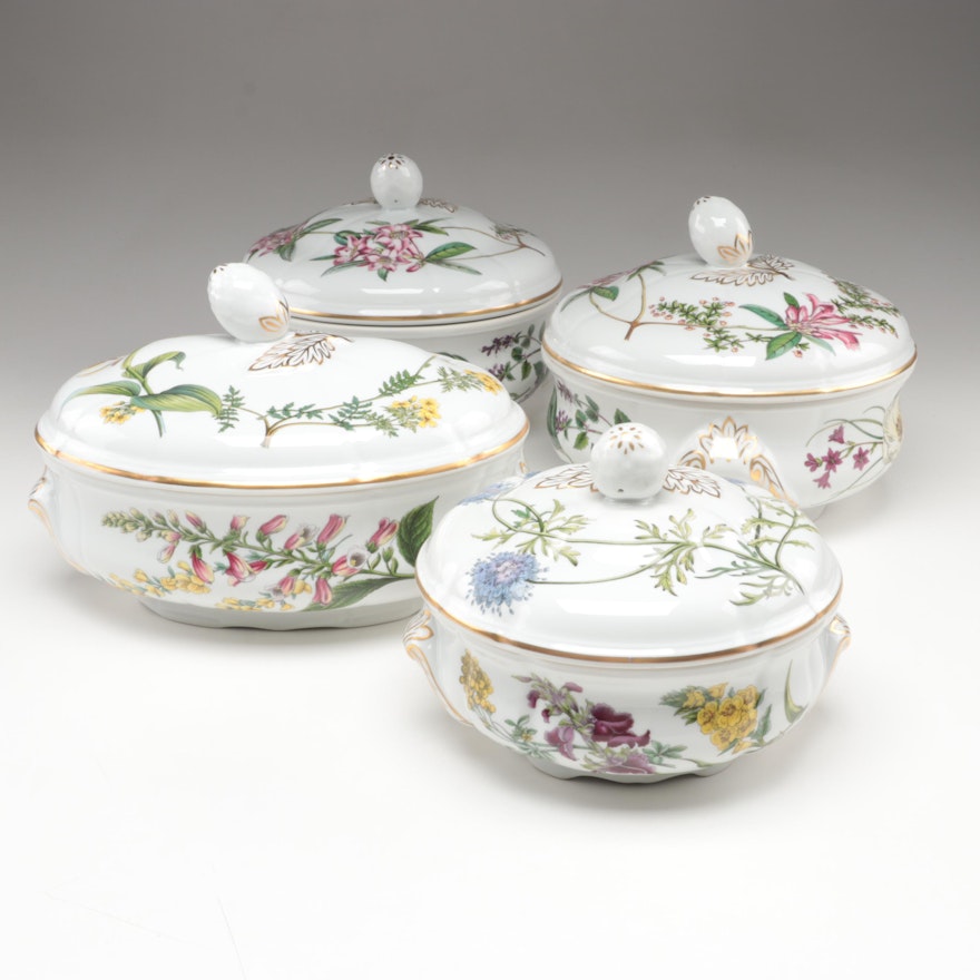 Spode "Stafford Flowers" Bone China Covered Casserole Dishes, 1989-2015
