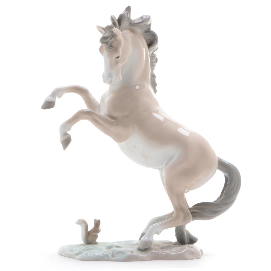 Nao Porcelain Horse and Squirrel Figurine