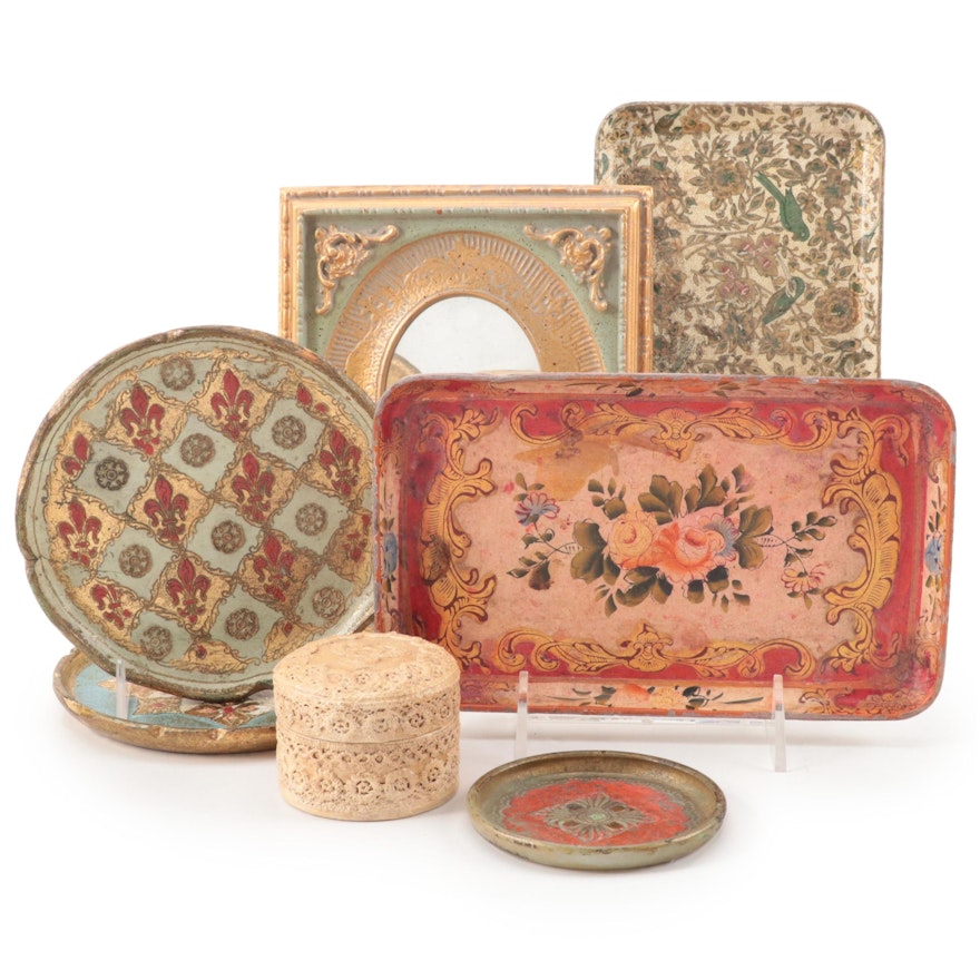 Alfred E. Knobler with Other Italian Style Vanity Trays, Box and Mirror