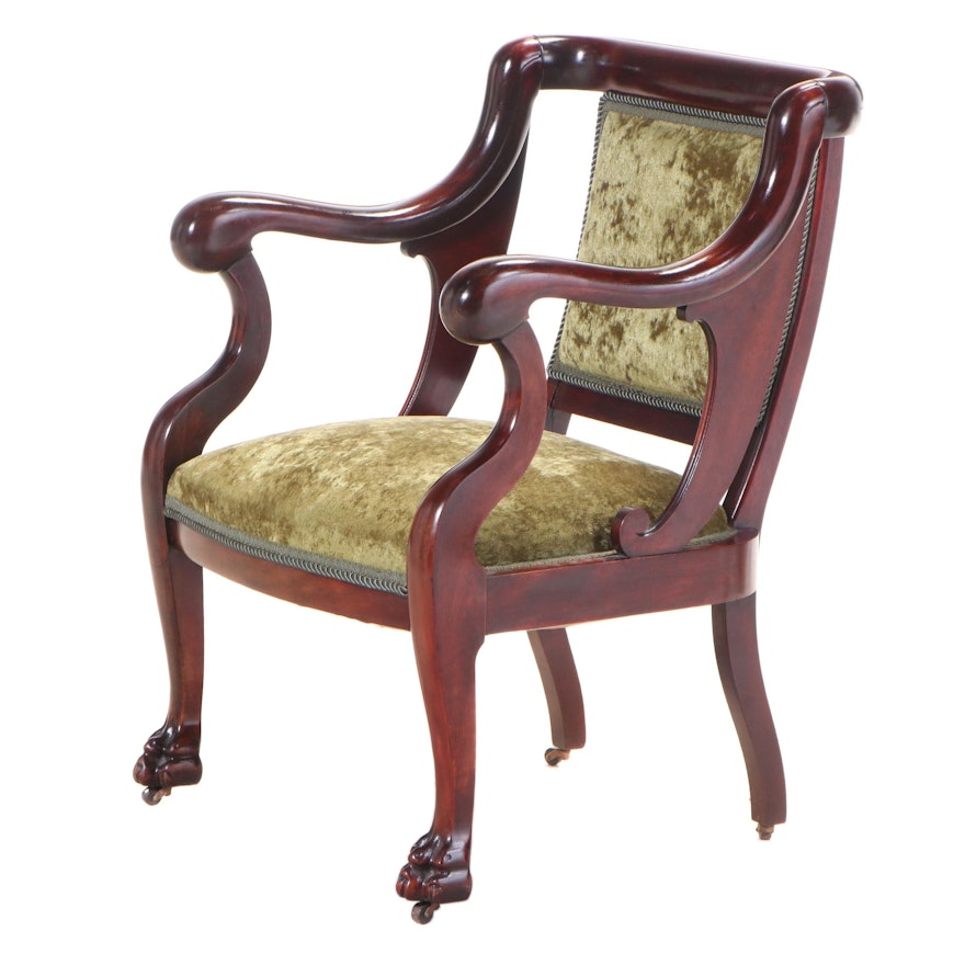 Henshaw of Cincinnati Empire Revival Mahogany Armchair, Late 19th Century