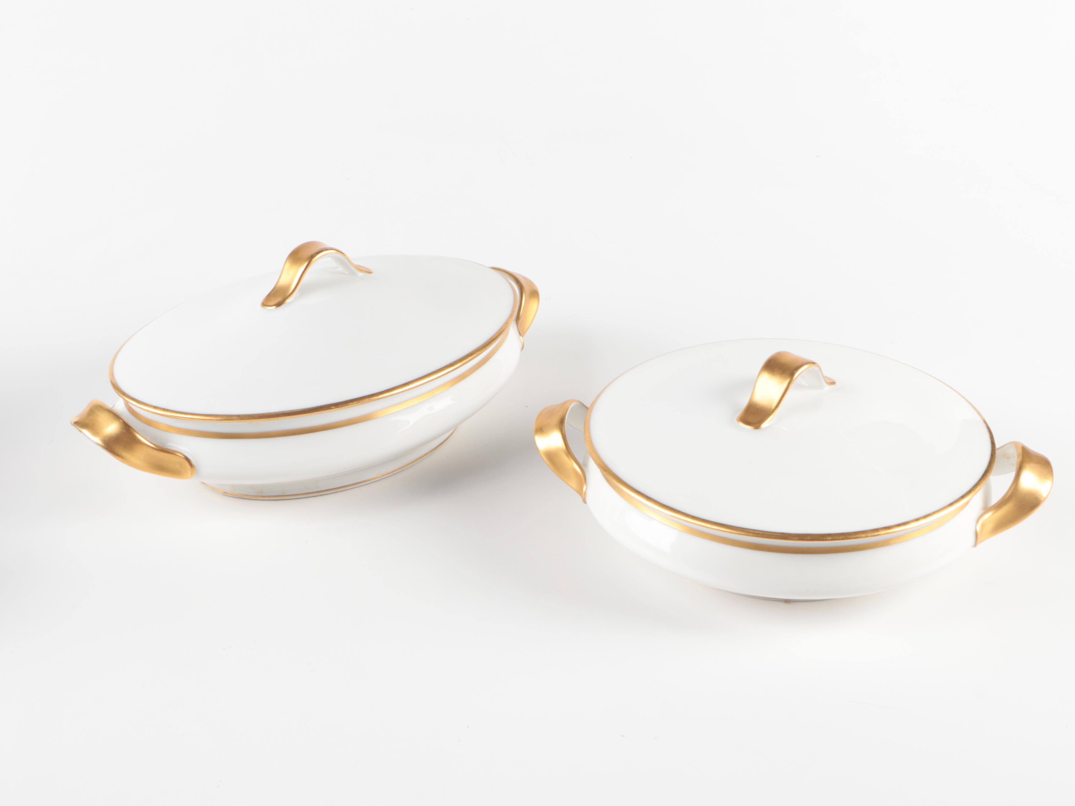 Théodore Haviland Gilt Rim Porcelain Dinnerware, Early to Mid-20th Century