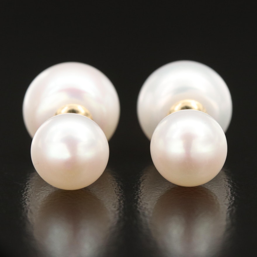 14K Reversible Pearl Stud Earrings