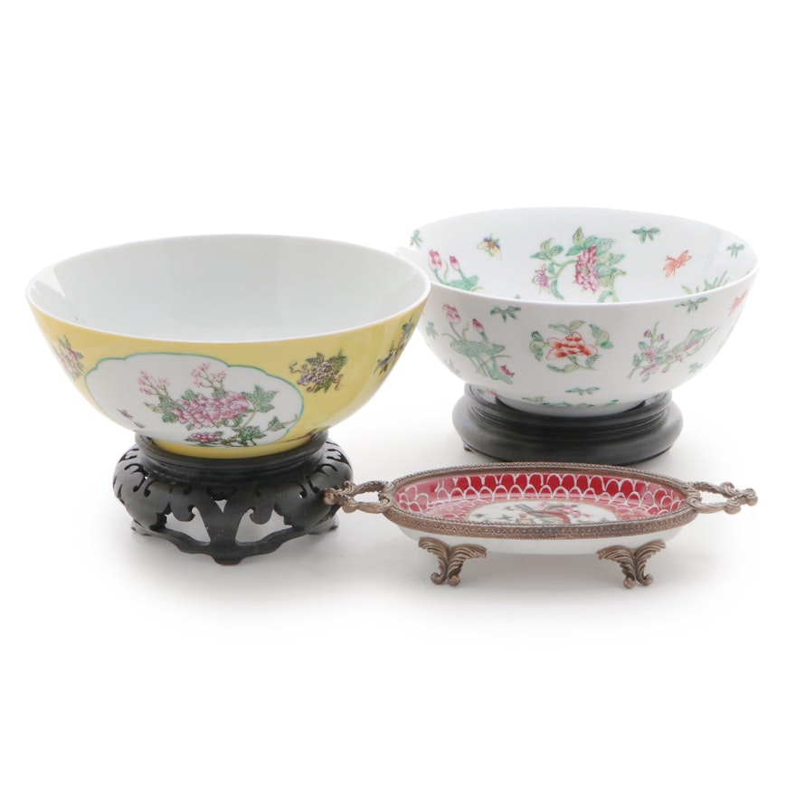Chinese Famille Juane and Other Decorative Porcelain Bowls