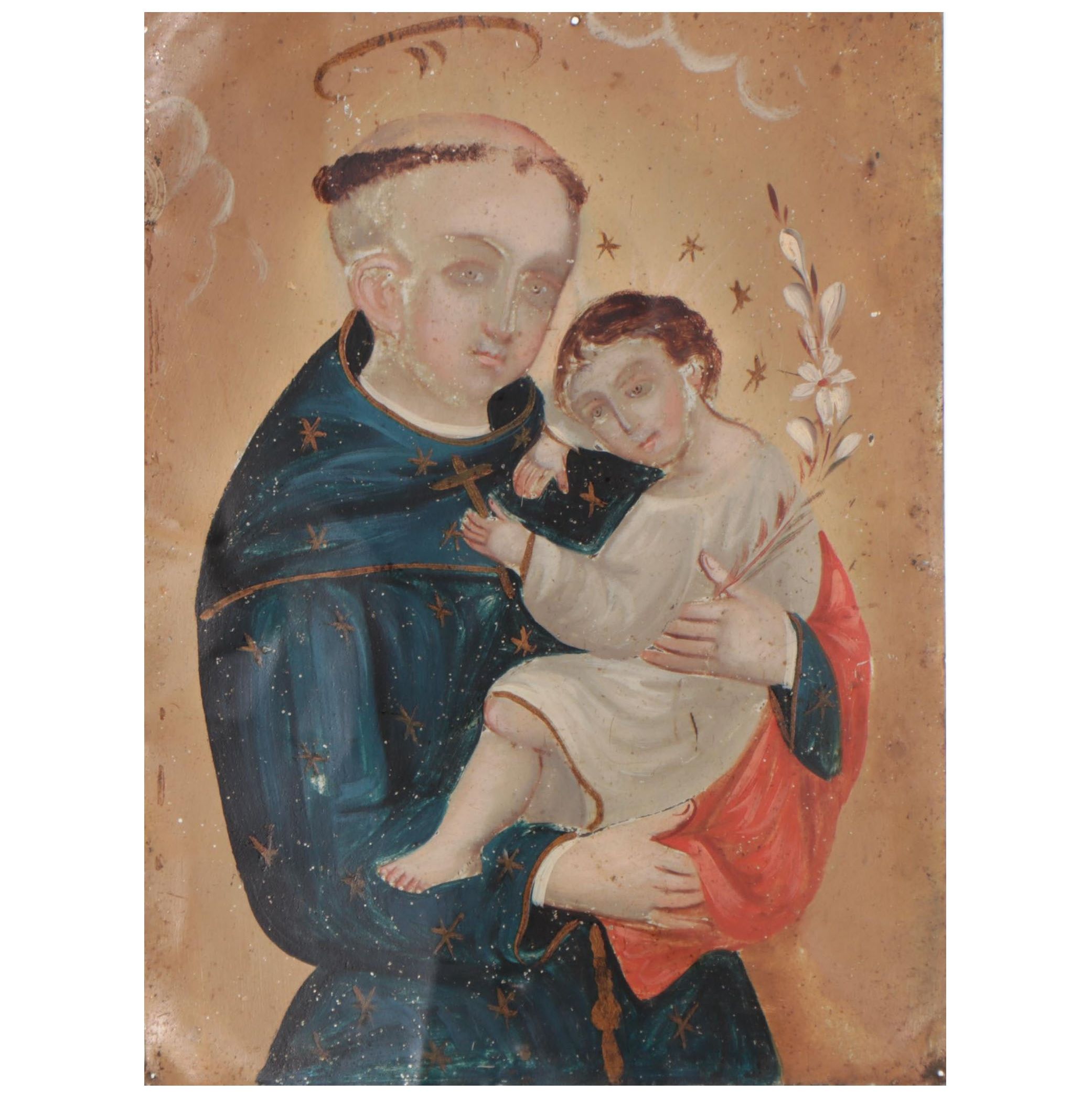 Mexican Retablo Painting of Saint Anthony of Padua
