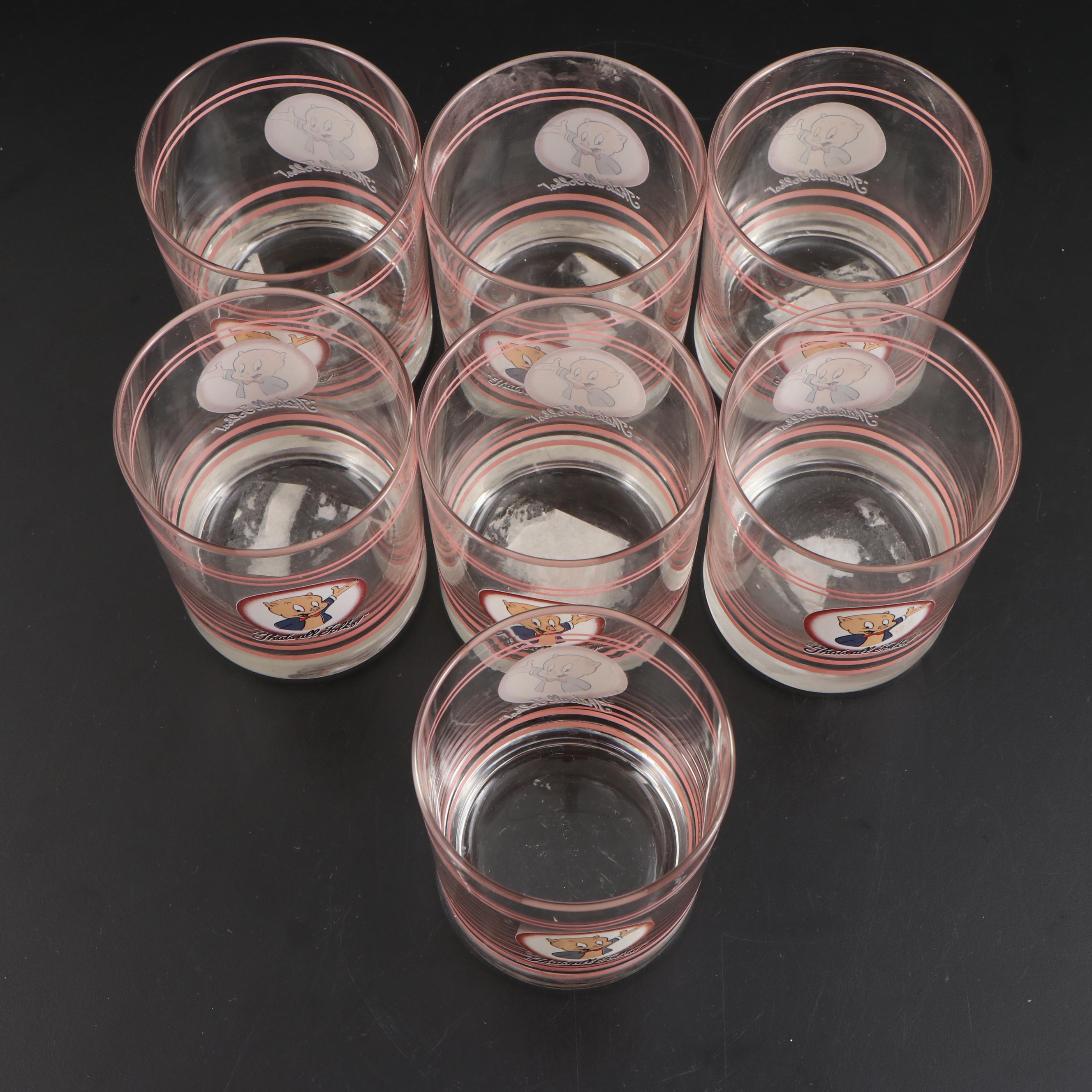 Looney Tunes "Porky Pig" Glass Double Old Fashioned Glasses
