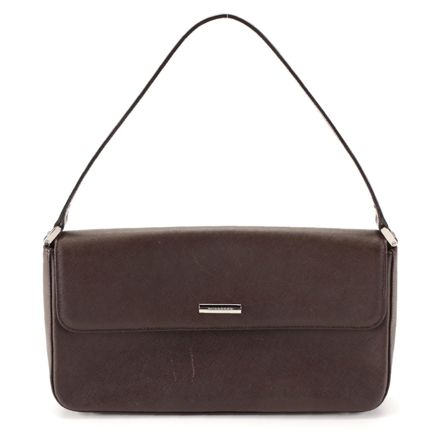 Burberry Shoulder Bag in Brown Saffiano Leather