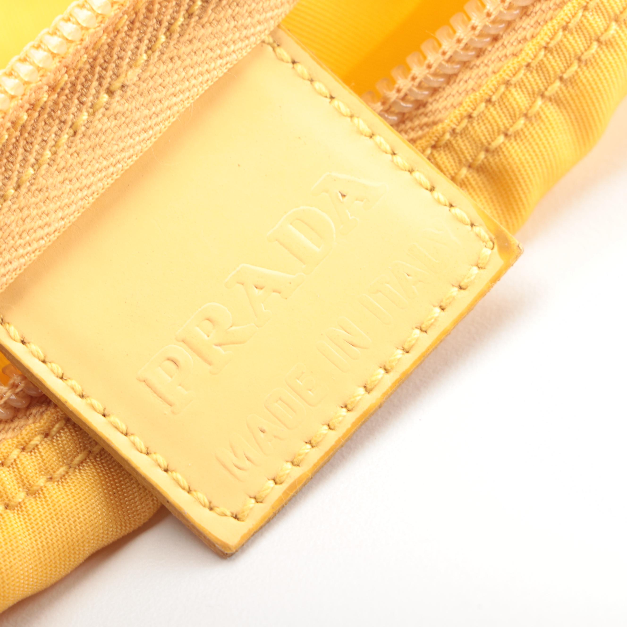 Prada Small Zip Pouch in Golden Yellow Gabardine Tessuto Nylon
