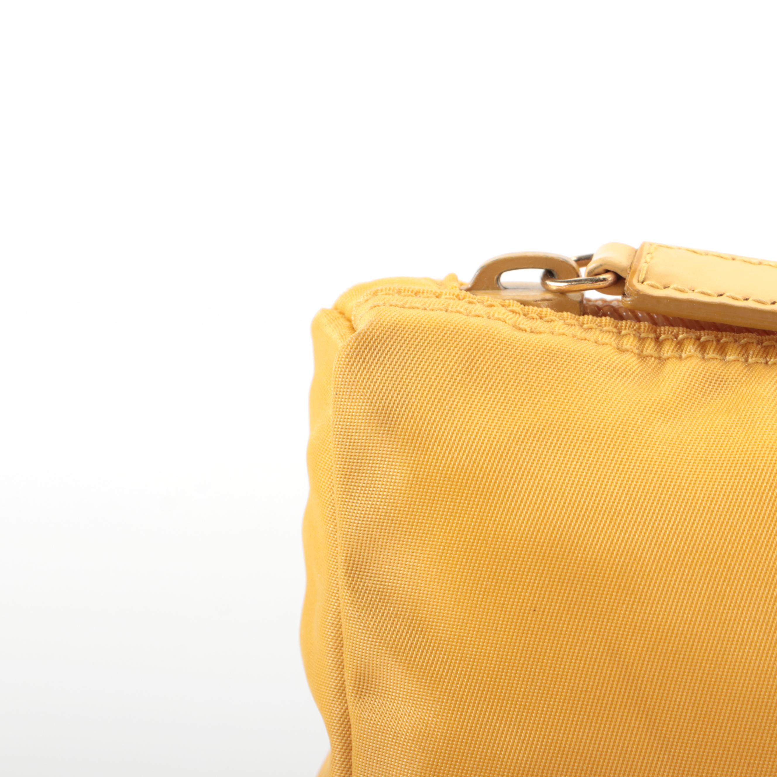 Prada Small Zip Pouch in Golden Yellow Gabardine Tessuto Nylon