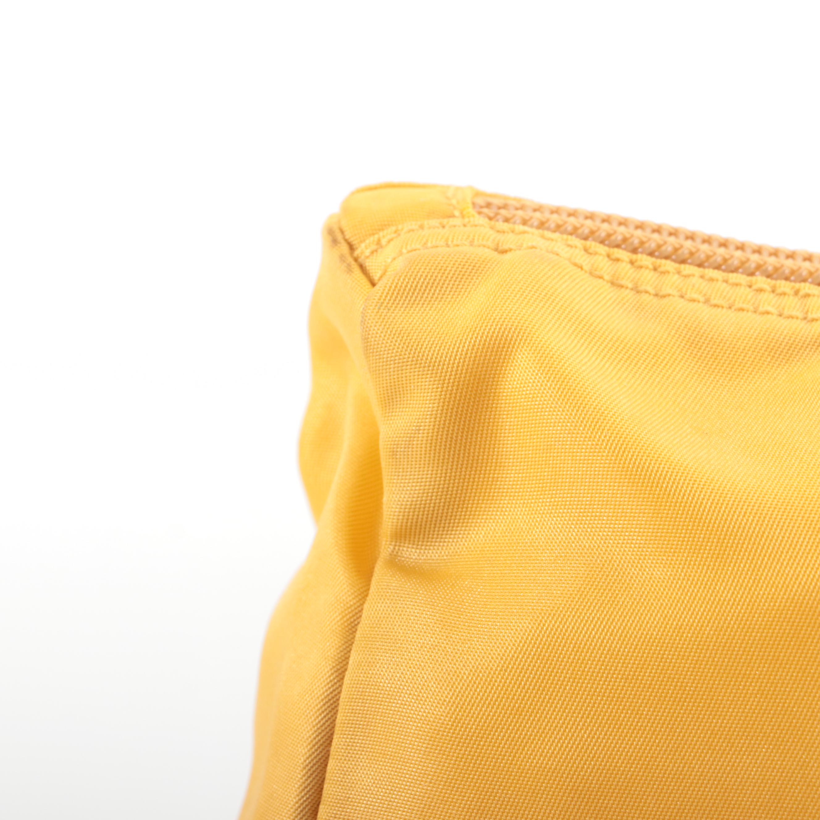 Prada Small Zip Pouch in Golden Yellow Gabardine Tessuto Nylon