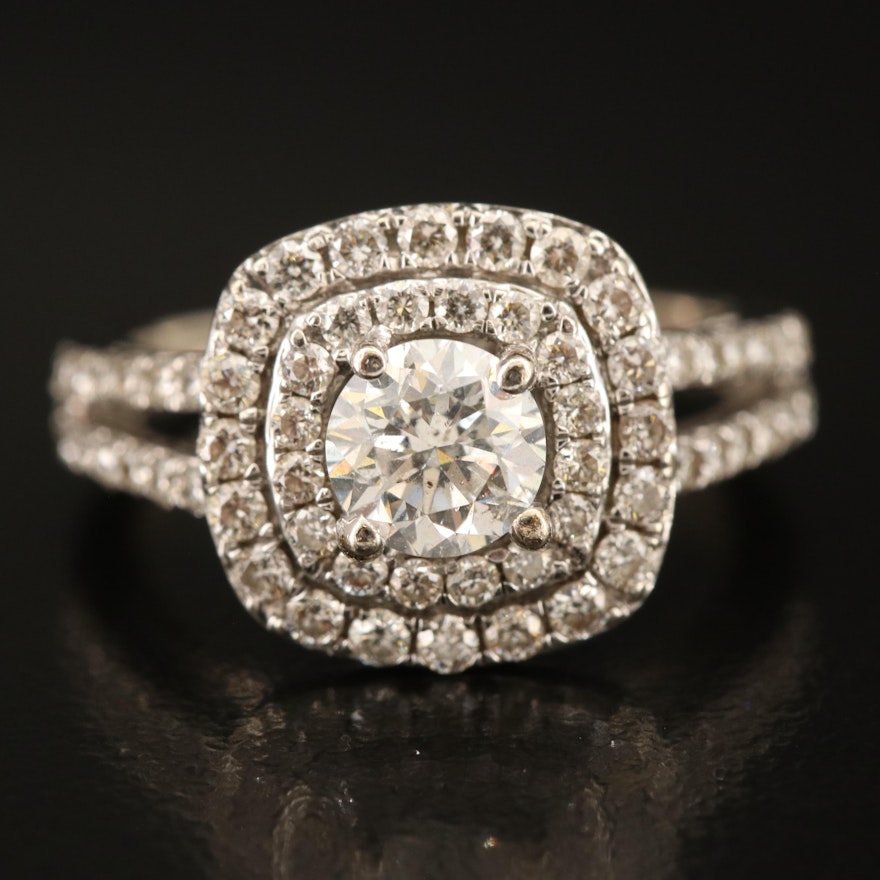 14K 1.51 CTW Diamond Halo Ring