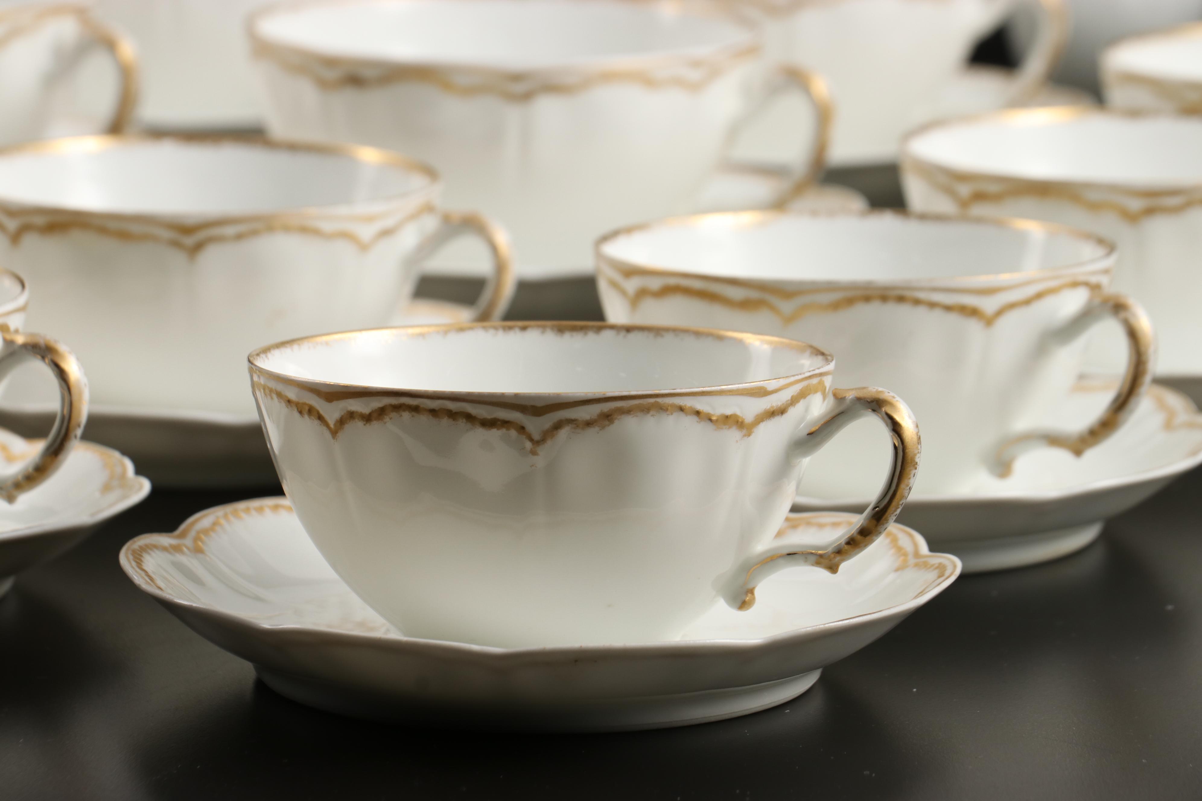 Haviland & Co. Gilt Decorated Limoges Porcelain Dinnerware, Mid-20th Century