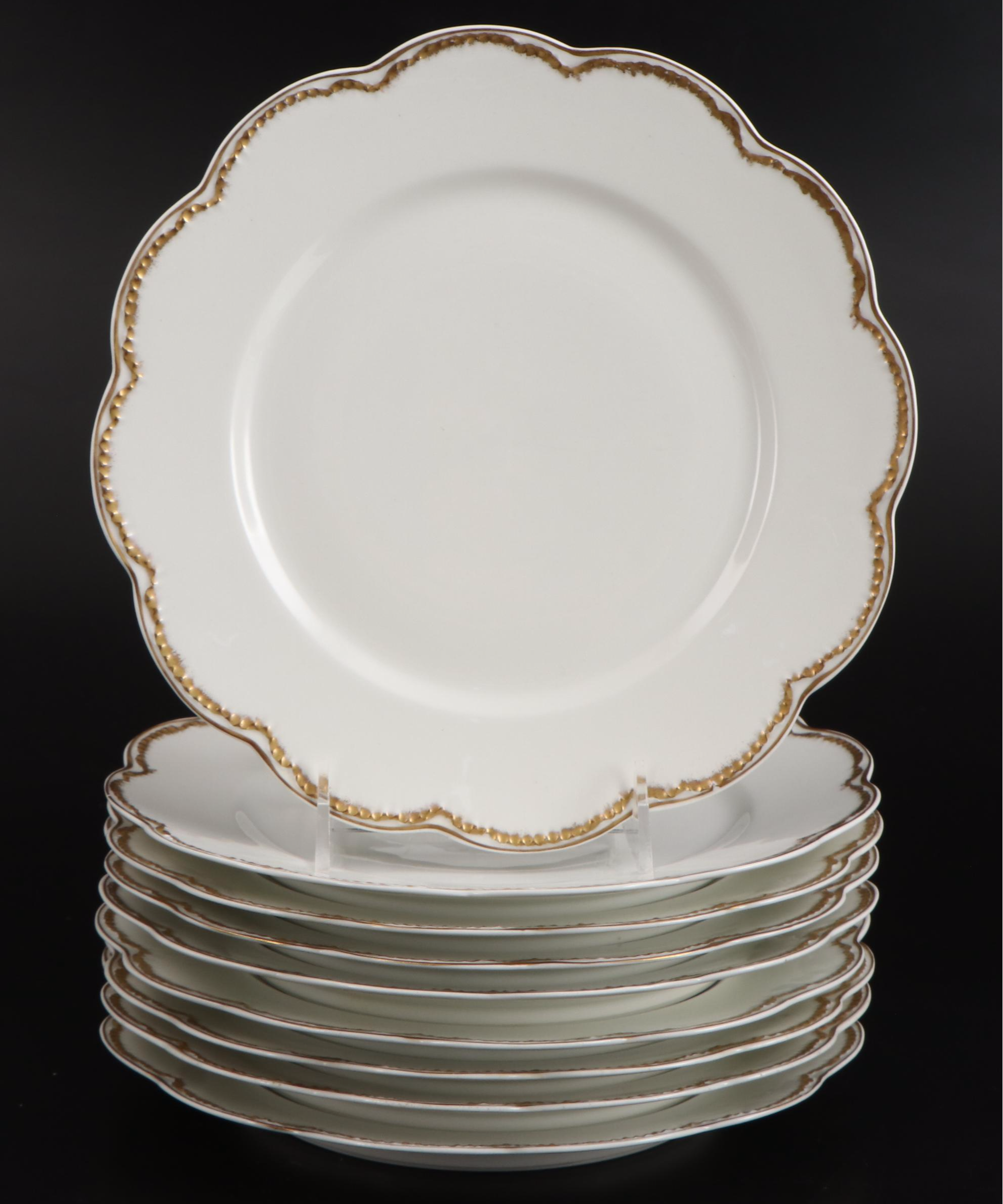 Haviland & Co. Gilt Decorated Limoges Porcelain Dinnerware, Mid-20th Century