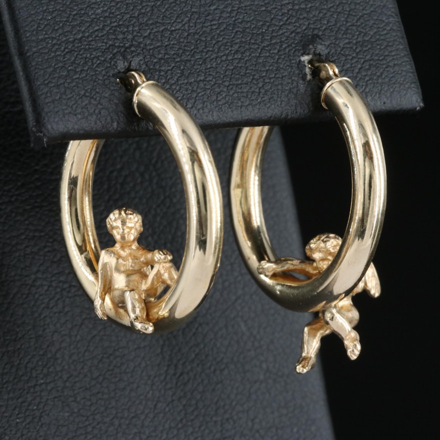 14K Angel Hoop Earrings