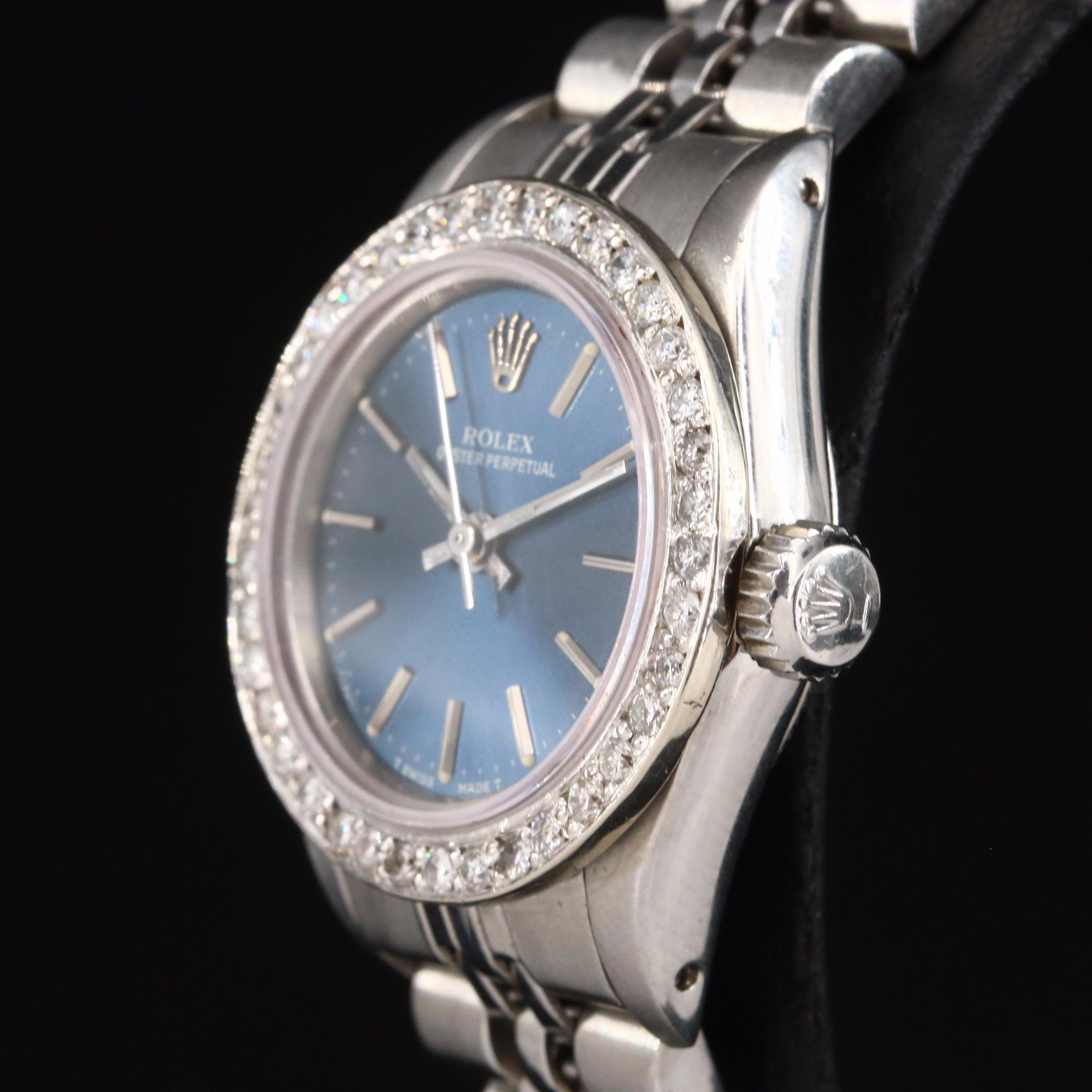 1989 Rolex Oyster Perpetual Diamond Bezel Watch