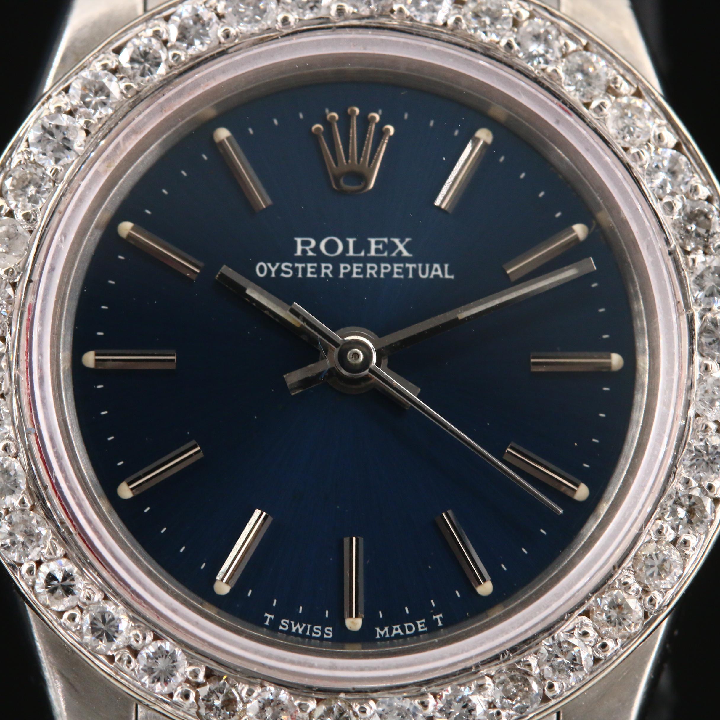 1989 Rolex Oyster Perpetual Diamond Bezel Watch
