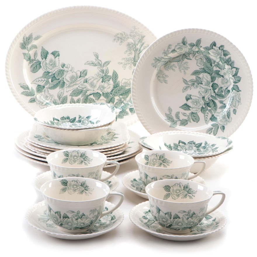 Johnson Bros "Appleblossom Green" Windsor Ware Ironstone Dinnerware