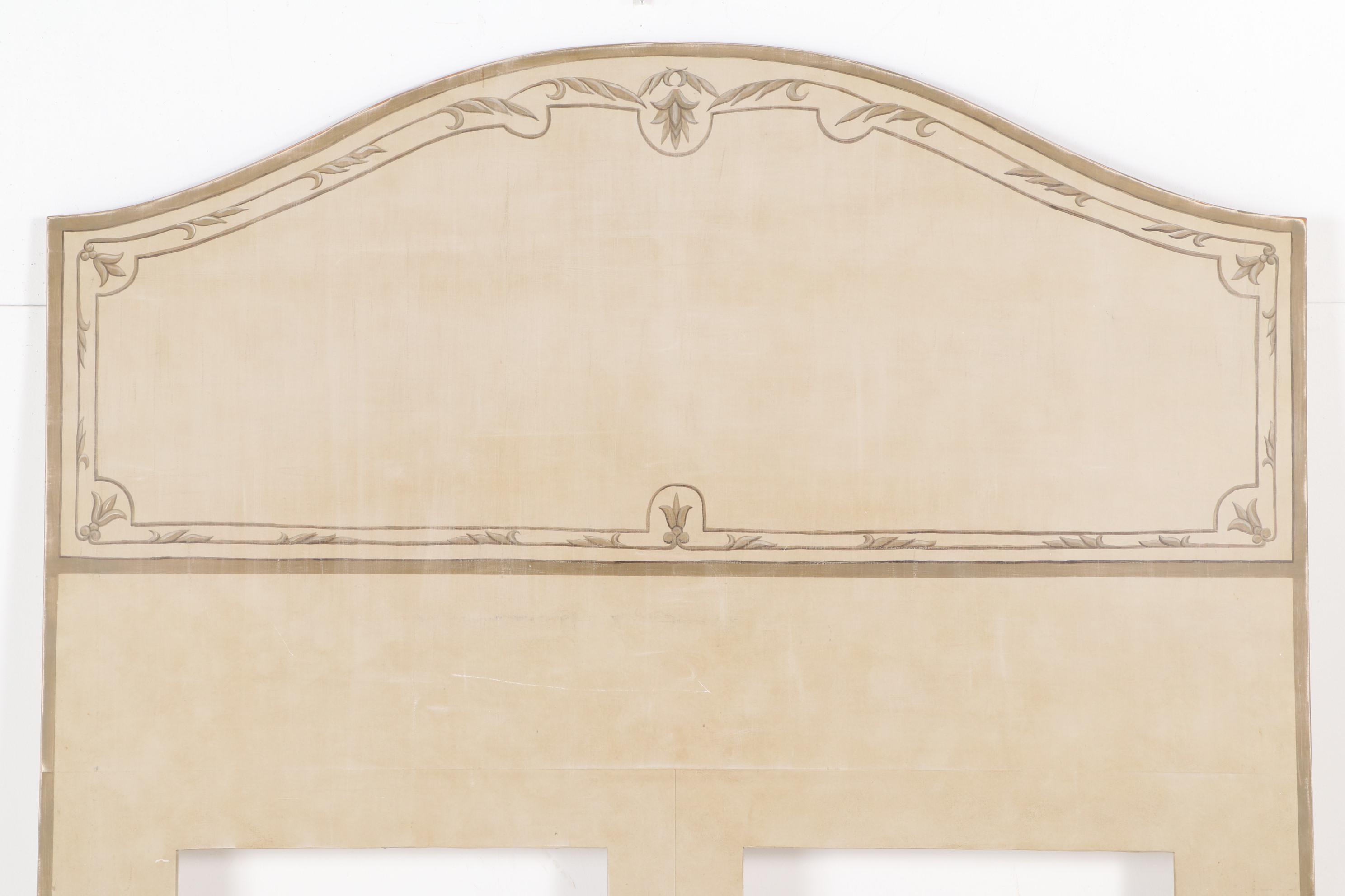 Neoclassical Style Paint-Decorated King Size Headboard