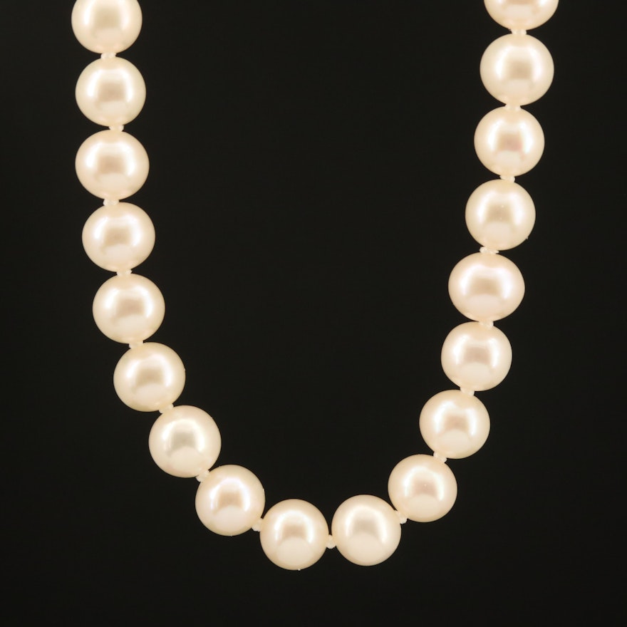 Blue Lagoon by Mikimoto, Pearl Necklace with Sterling Bow Clasp