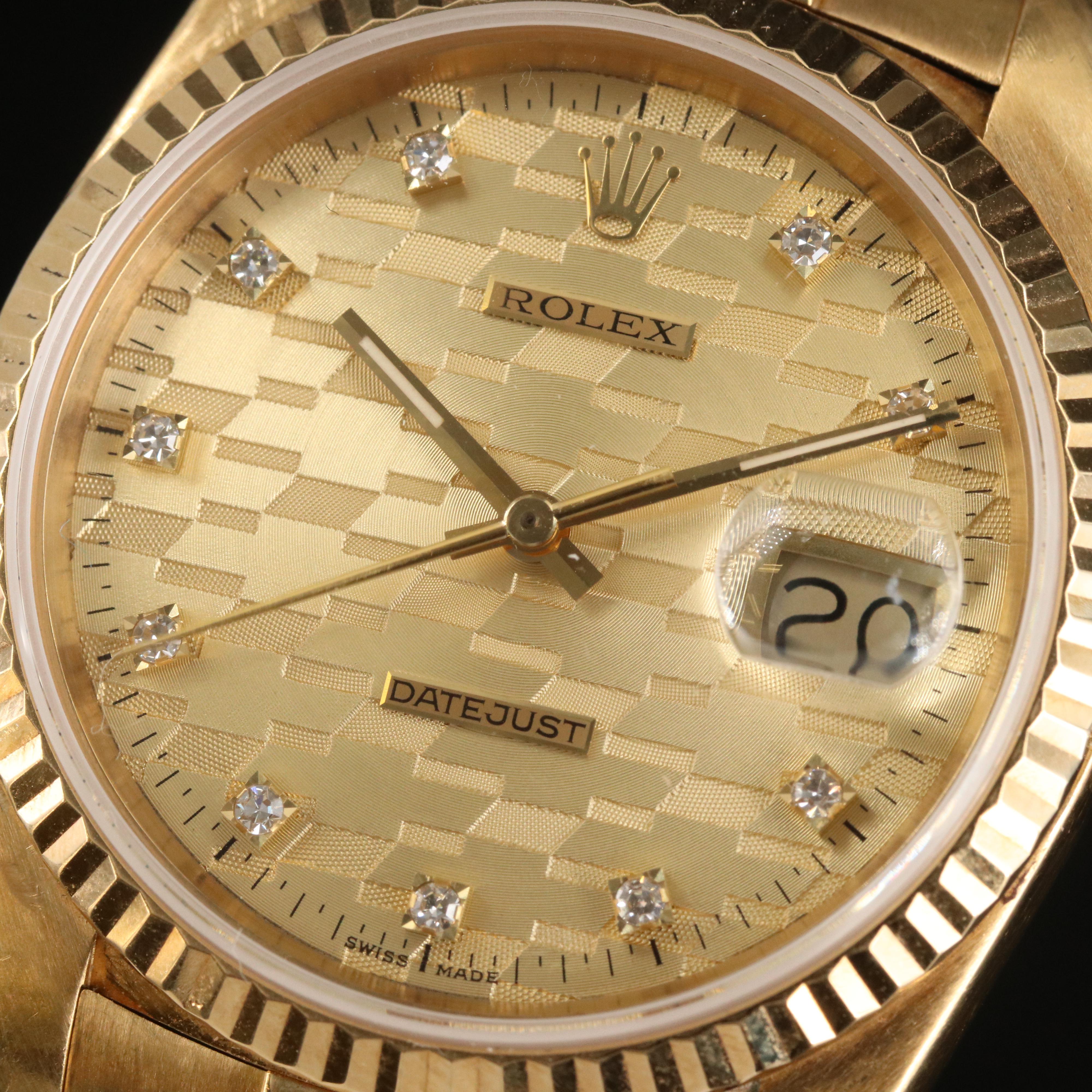 1986 18K Rolex, Chevrolet Factory Diamond Dial, Datejust Watch