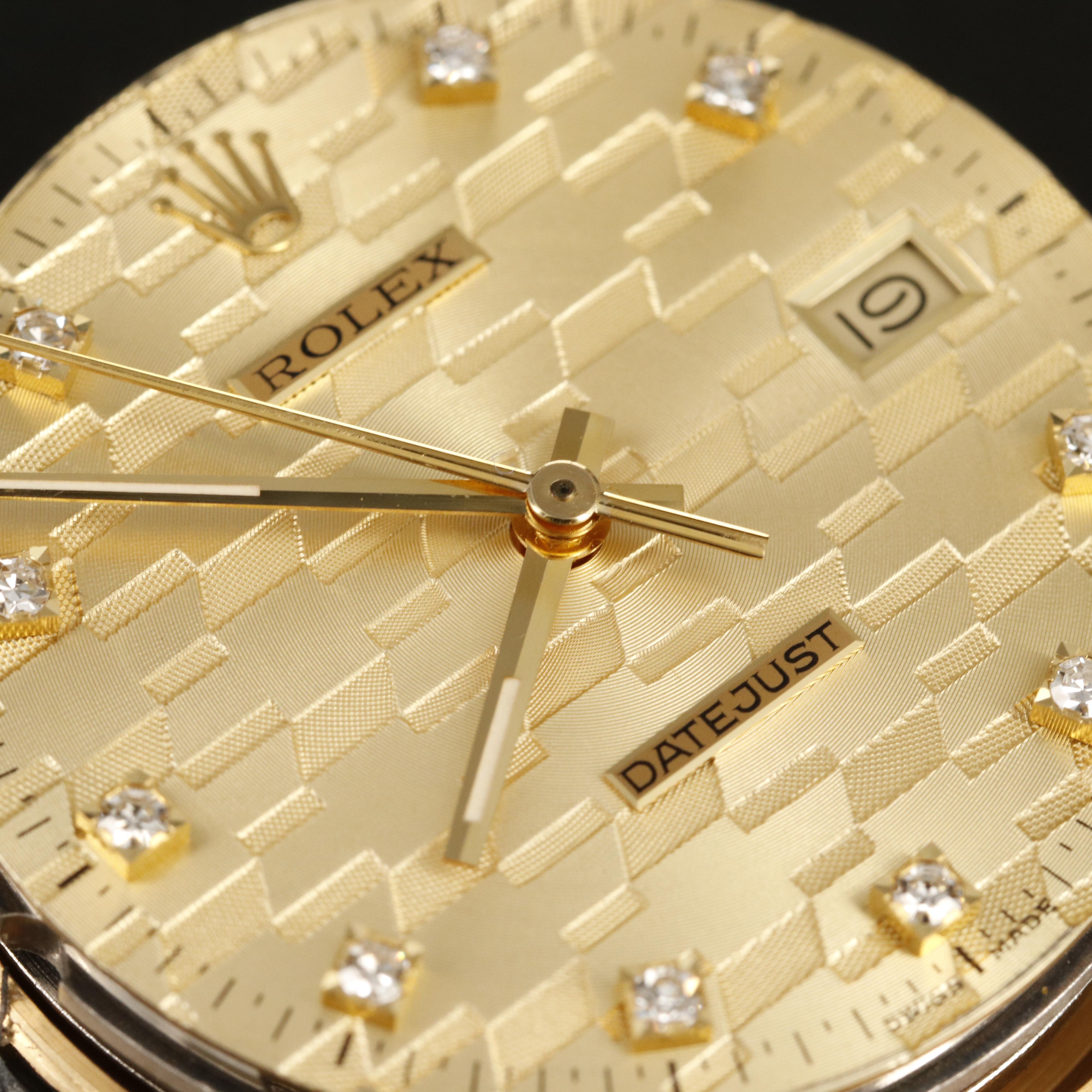 1986 18K Rolex, Chevrolet Factory Diamond Dial, Datejust Watch