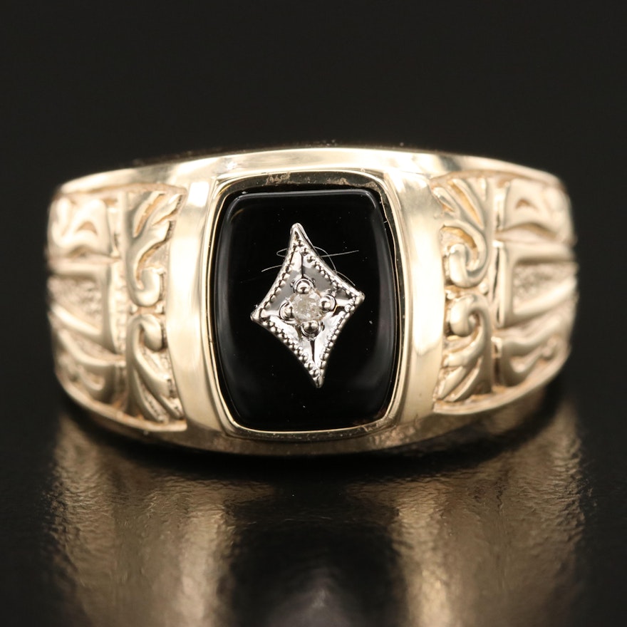 10K Diamond and Black Onyx Ring