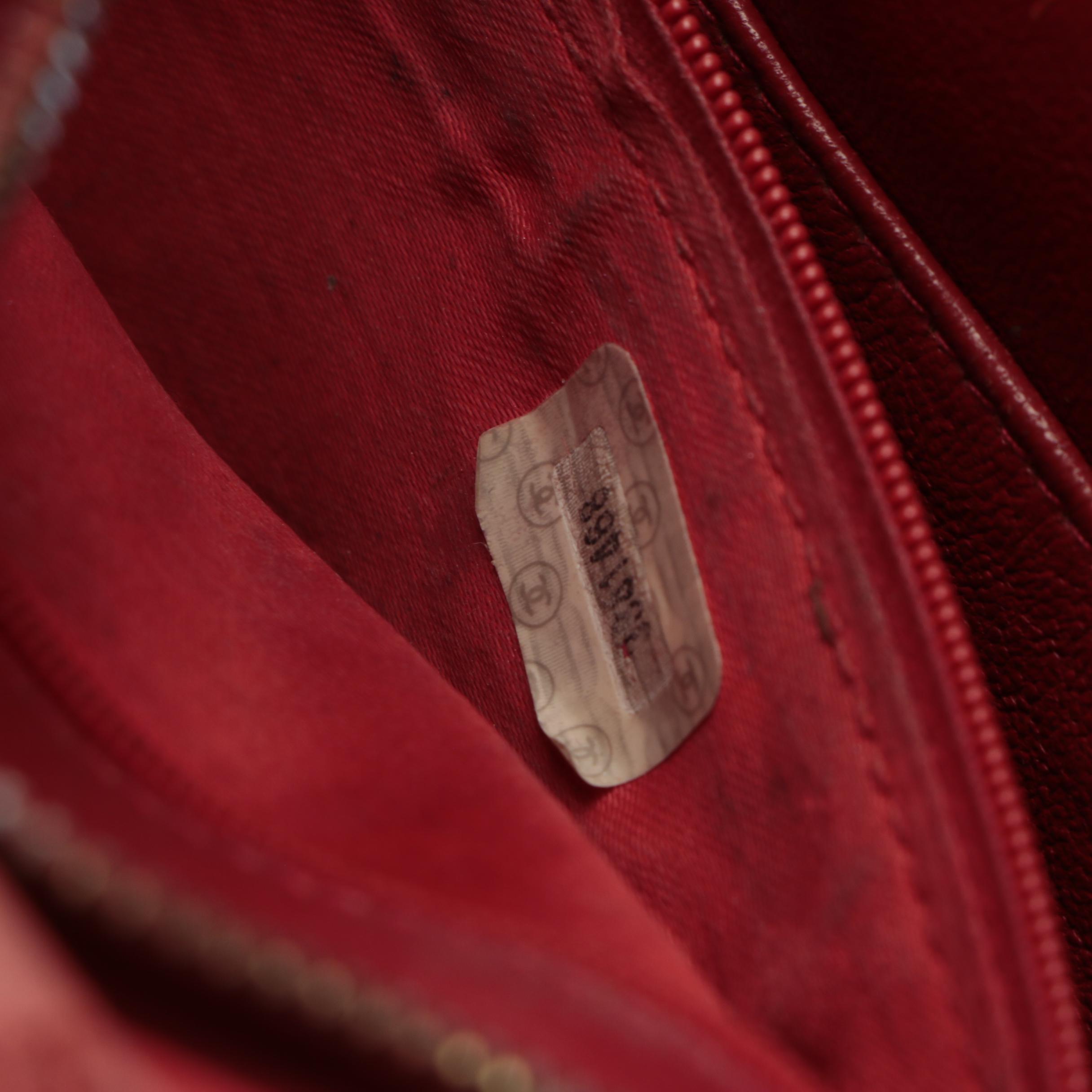 Chanel Small Zip Shoulder Bag in Red Quilted Lambskin Leather