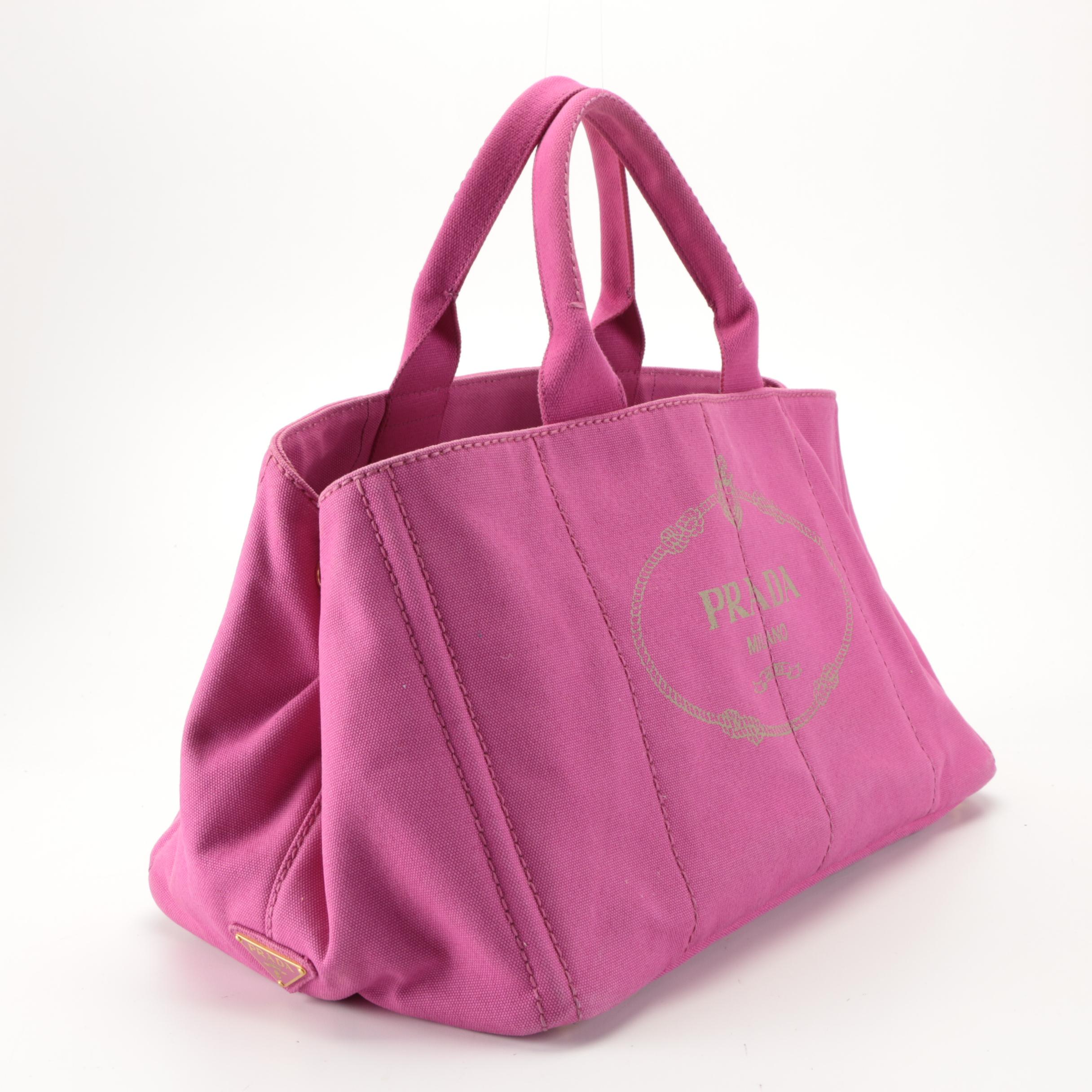 Prada Canapa Logo Large Tote Bag in Pink Canvas