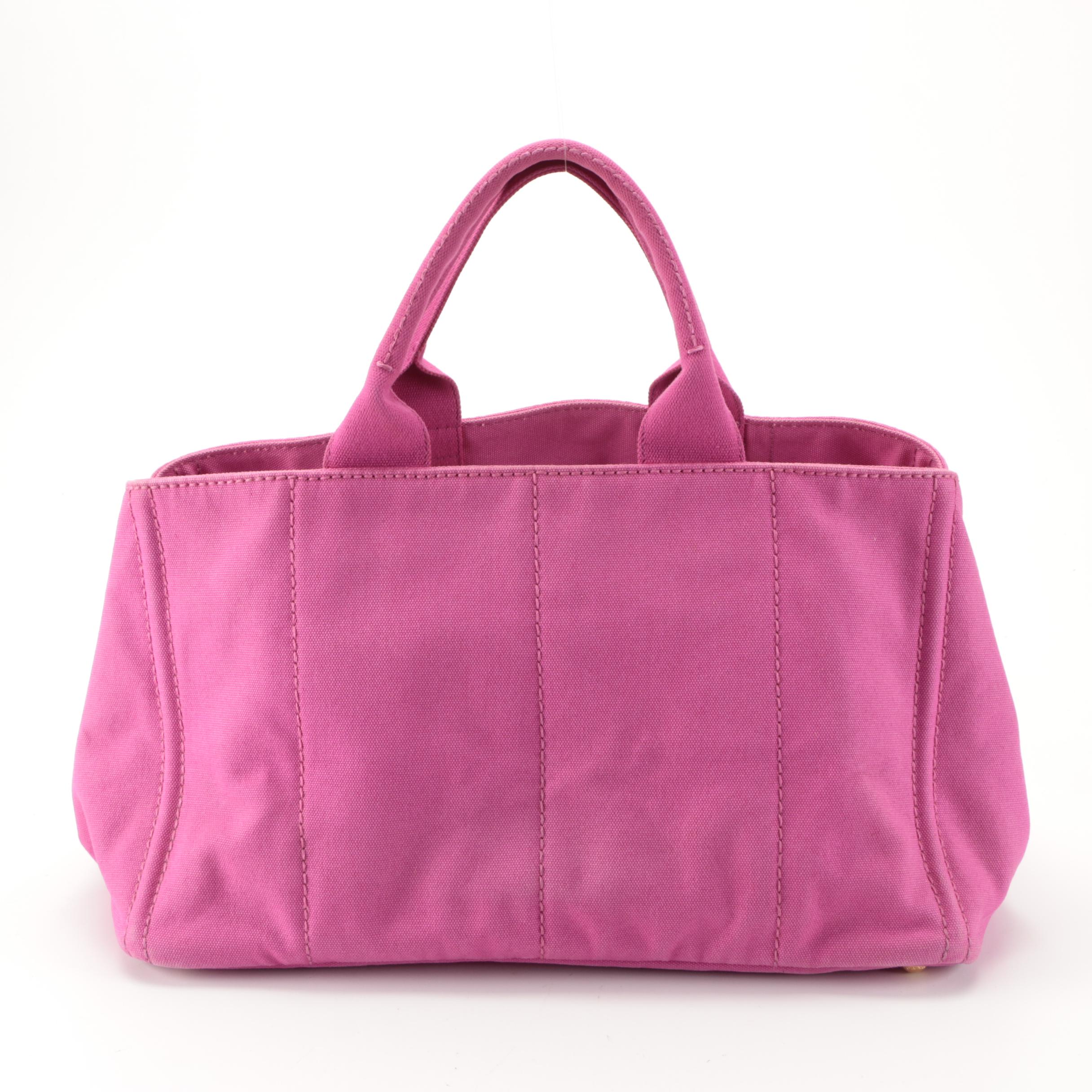 Prada Canapa Logo Large Tote Bag in Pink Canvas