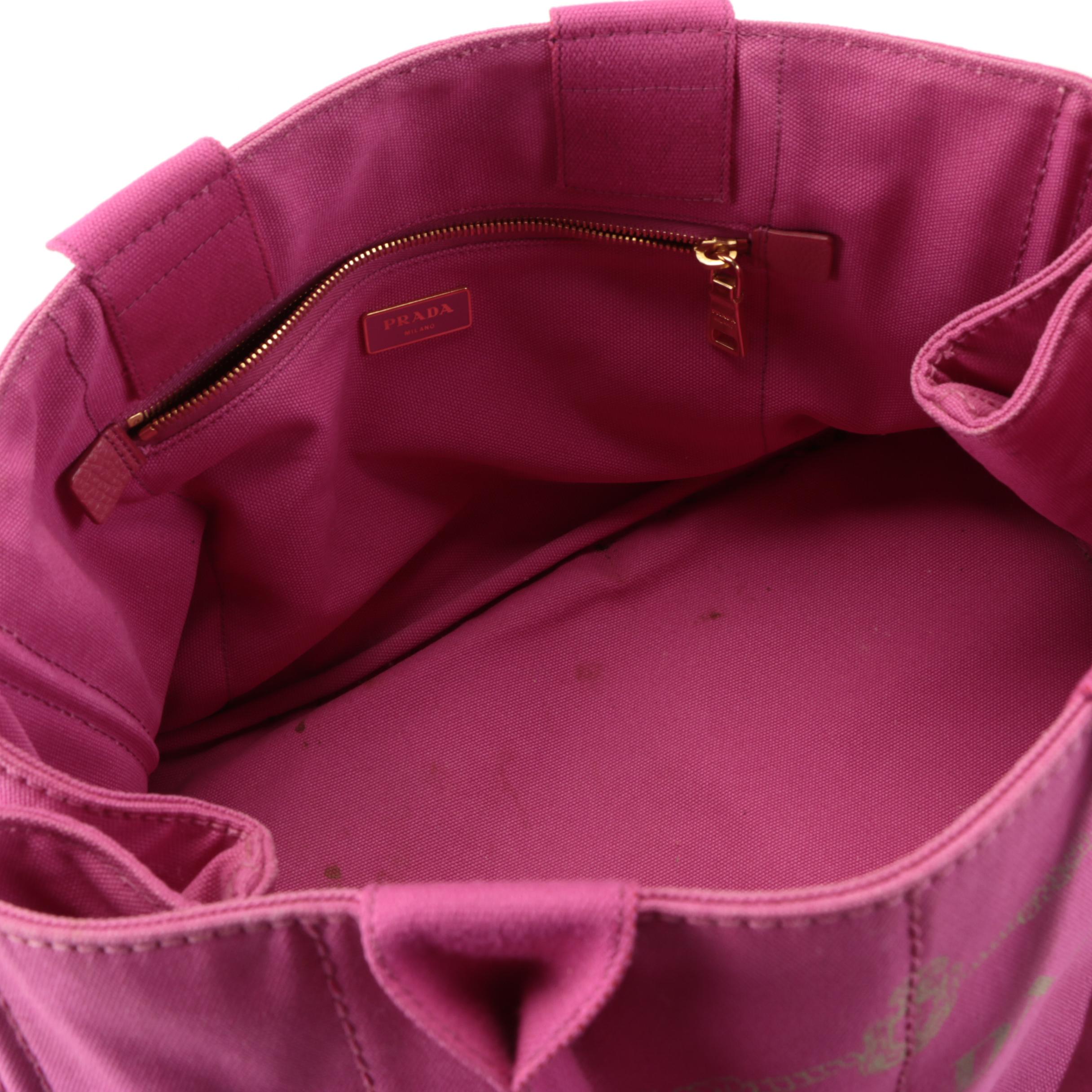 Prada Canapa Logo Large Tote Bag in Pink Canvas