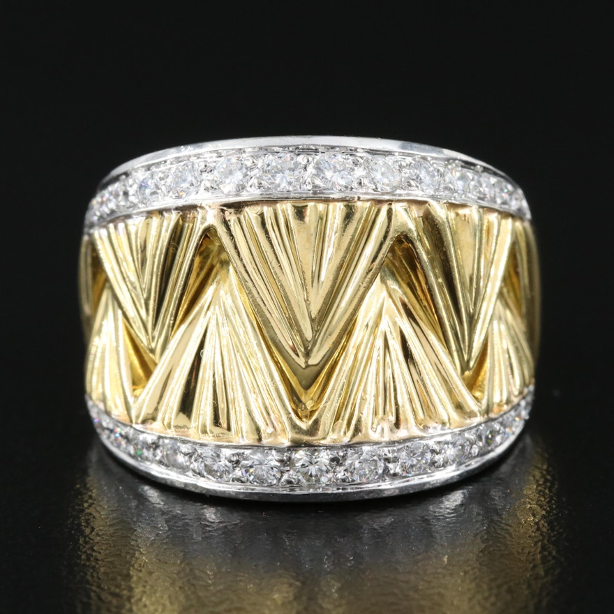 18K 0.75 CTW Diamond Tapered Band