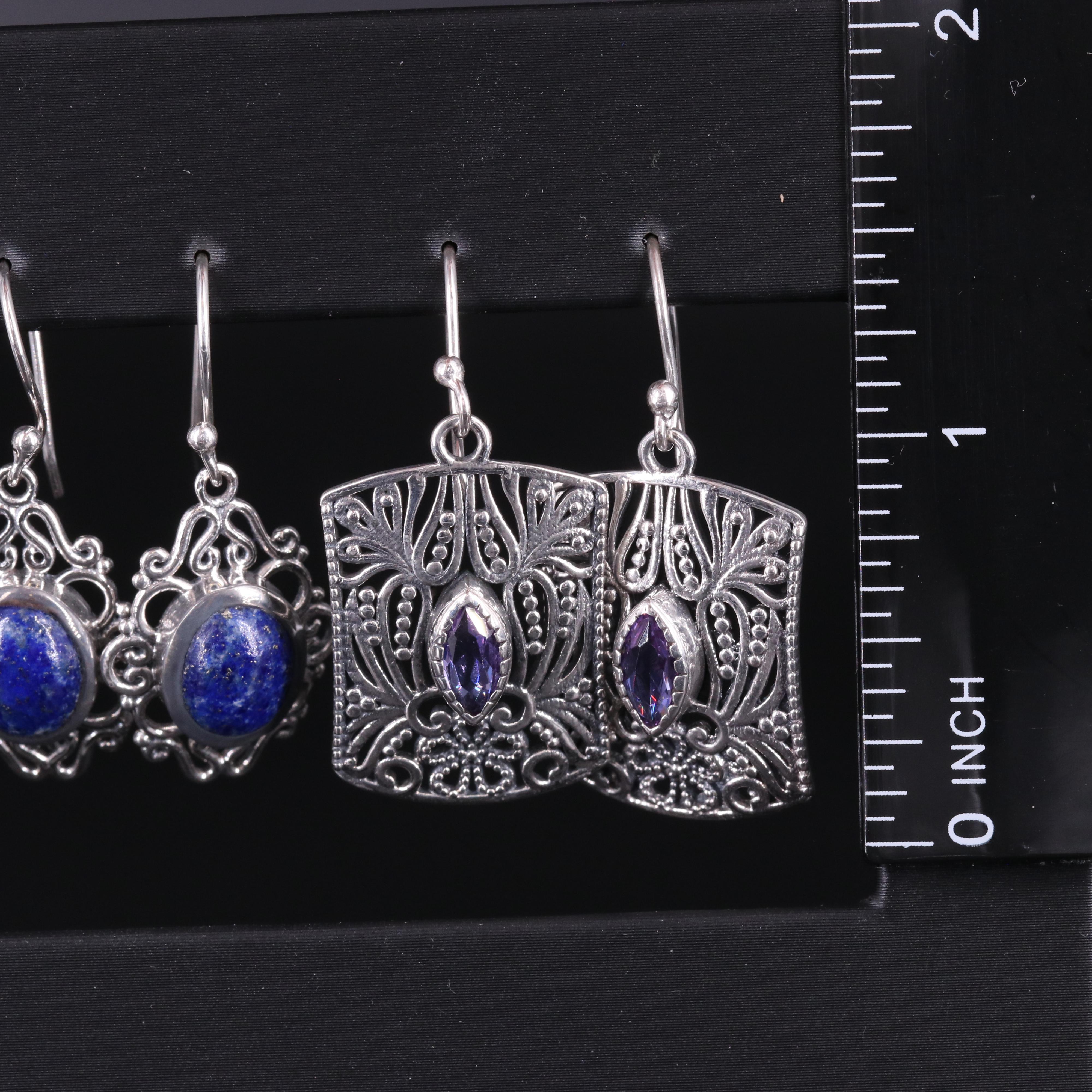Sterling Silver Earring Collection Including Gemstones