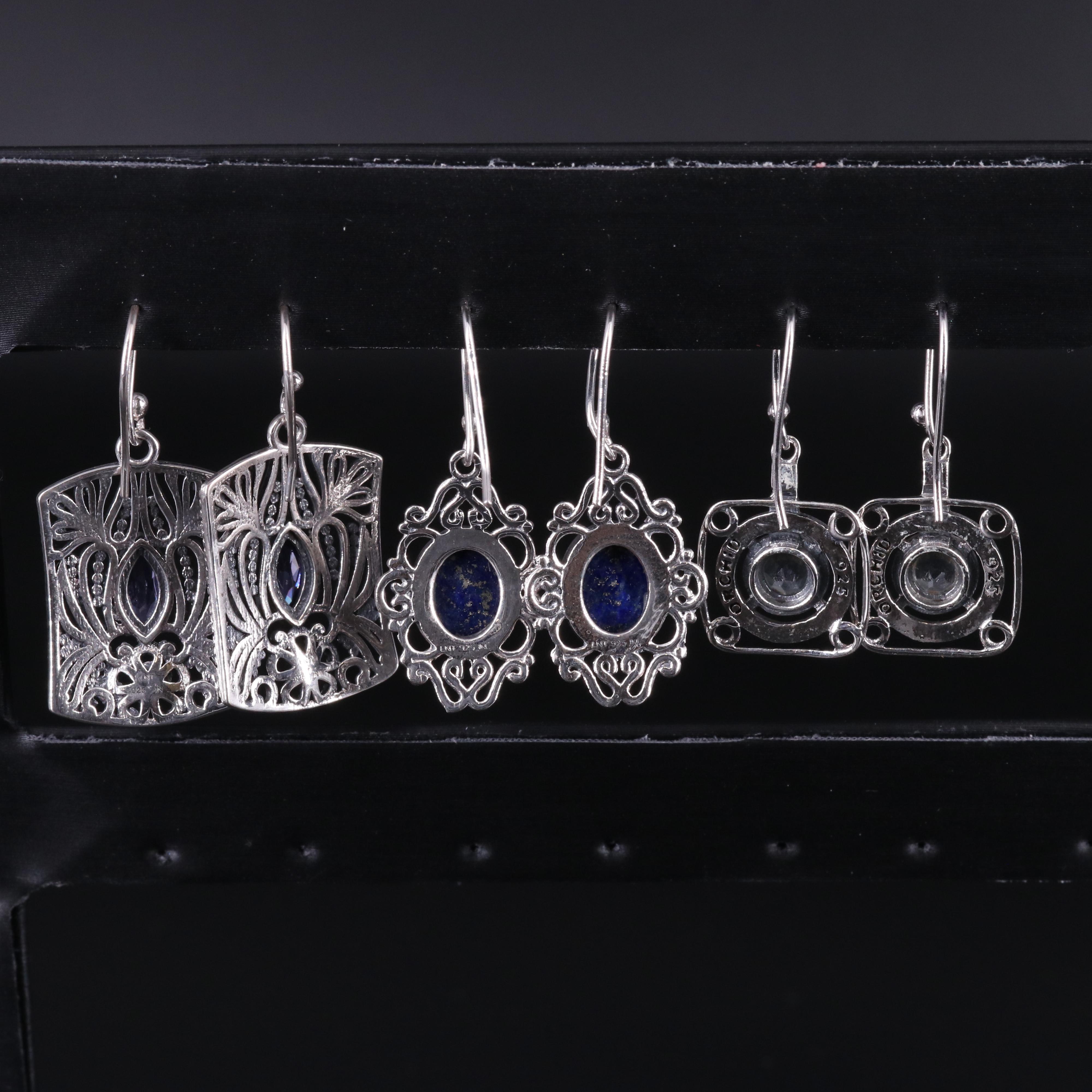 Sterling Silver Earring Collection Including Gemstones