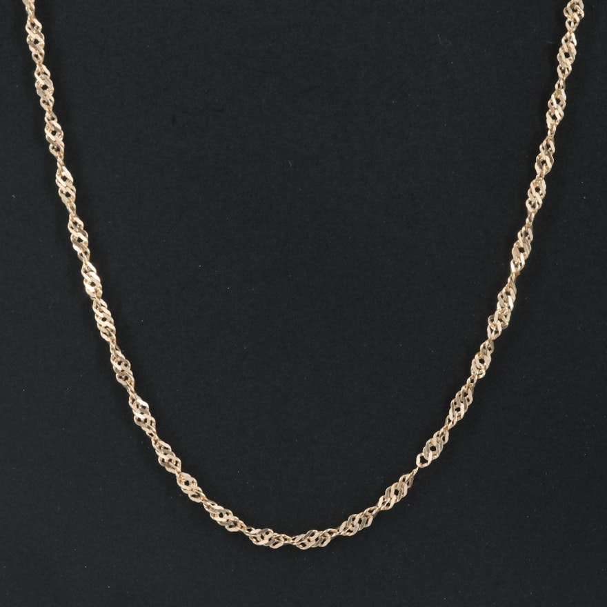 Italian 10K Singapore Chain Necklace