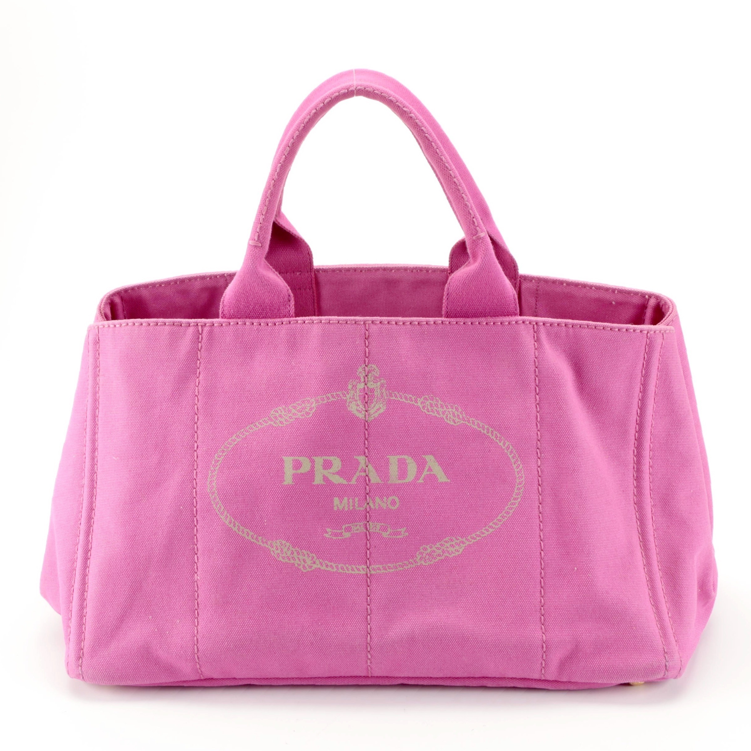Prada Canapa Logo Large Tote Bag in Pink Canvas