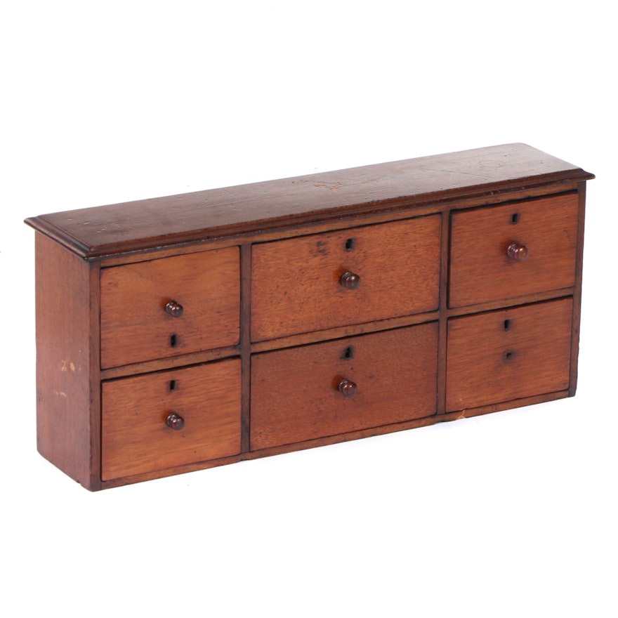 American Primitive Style Oak Six-Drawer Chest, 20th Century