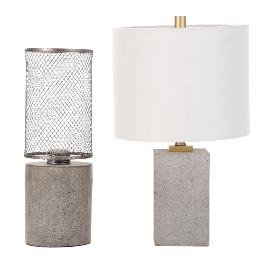 Uttermost and Other Modern Industrial Style Concrete Table Lamps, Contemporary
