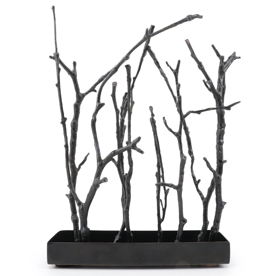 Black Patinated Metal Branch Sculpture