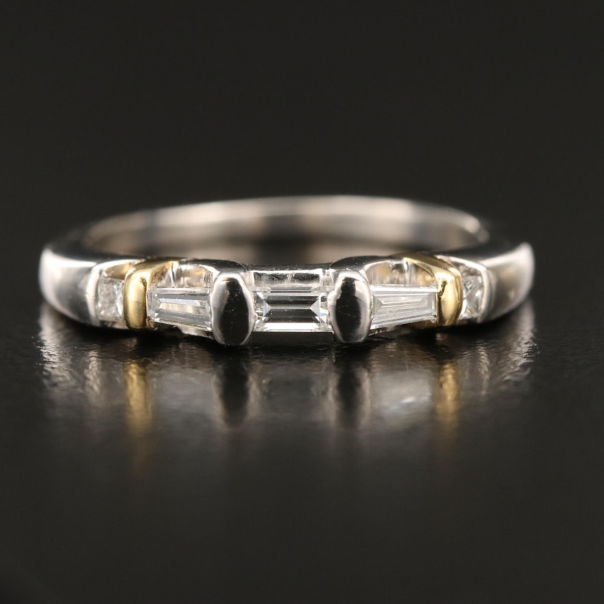 Platinum 0.25 CTW Diamond Band with 14K Accents