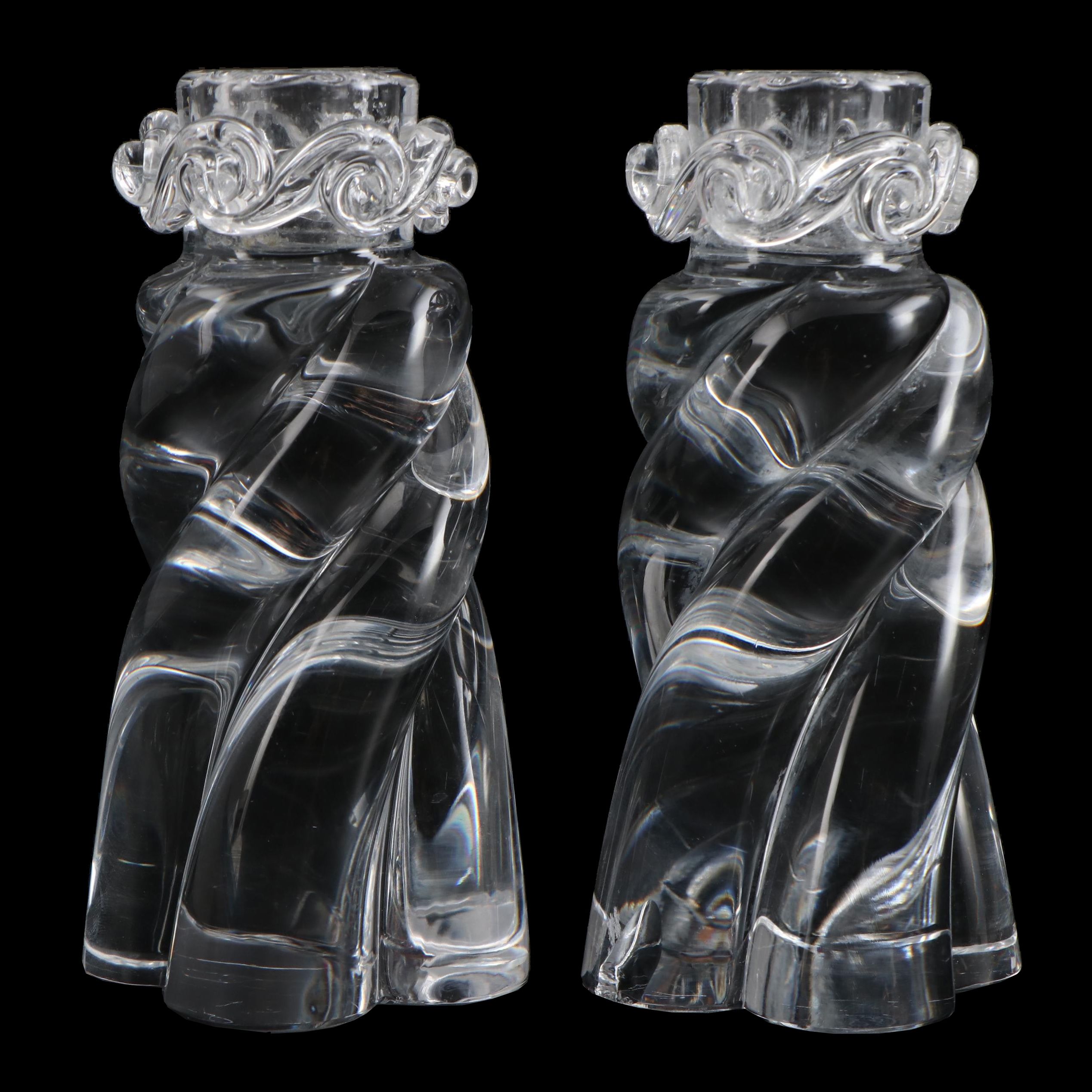 Pair of Baccarat "Aladin" Crystal Single Light Candlesticks