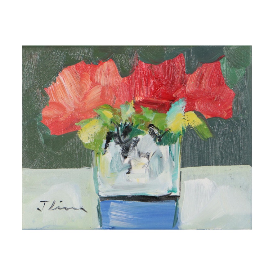 José M. Lima Floral Still Life Oil Painting, 2022